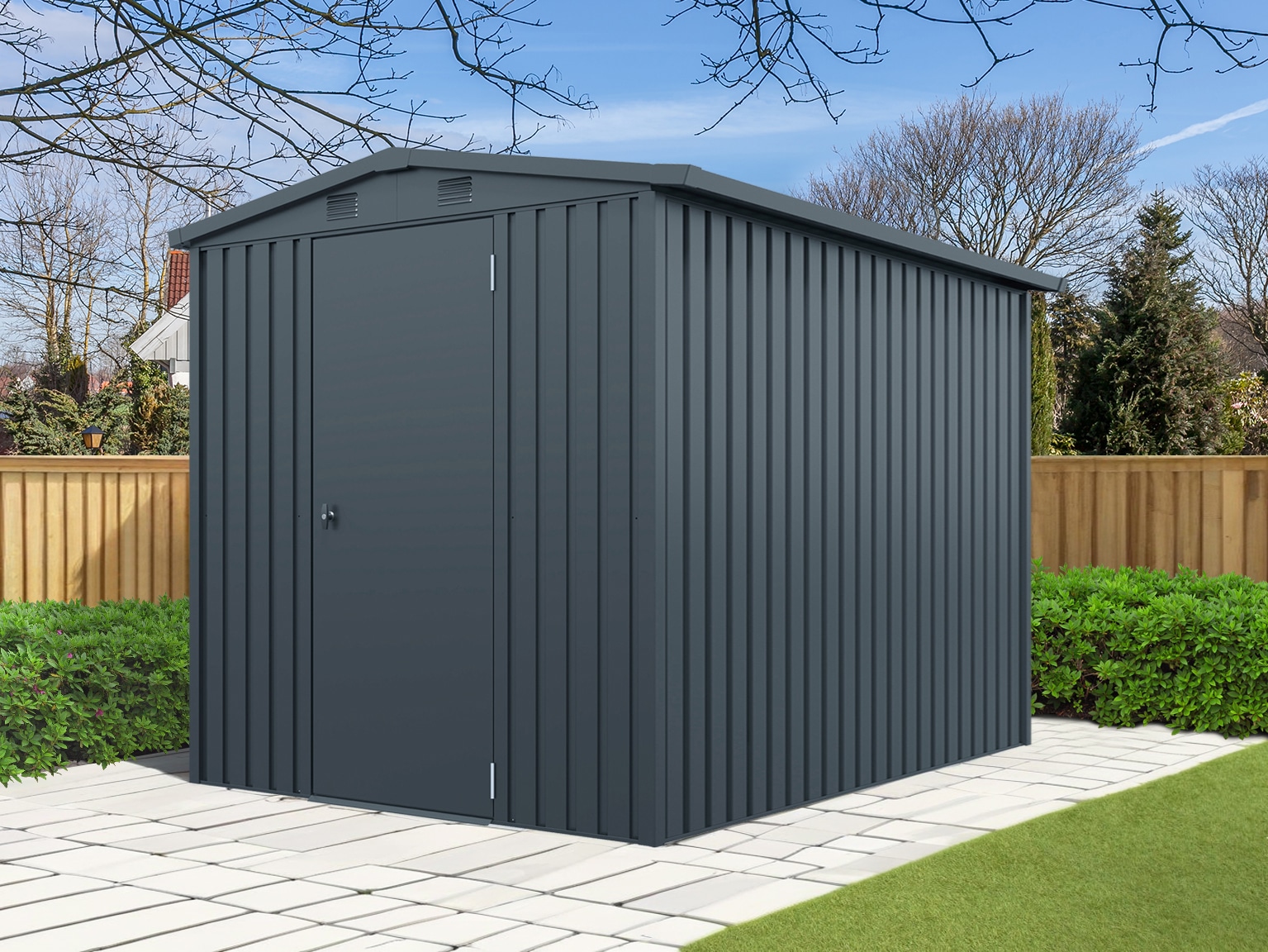 GARDEN 'N' MORE Gerätehaus »Pultdachhaus Basic plus« einfacher Aufbau, Langlebig, abschließbar, inkl. Regenrinne