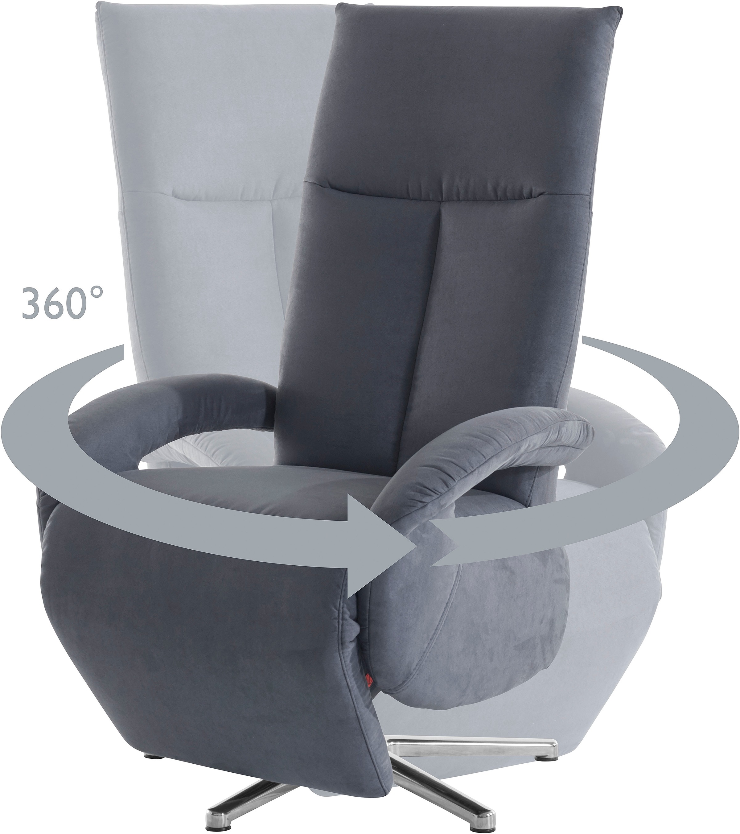 TV-Sessel SIT & MORE "Tycoon mit Kopfteilverstellung und 360 Drehfunktion", grau, B:74cm H:117cm T:85cm, 100% Polyester, Sessel, wahlweise manuell oder elektrischer Funktion, auch mit Akku (kabellos) 6