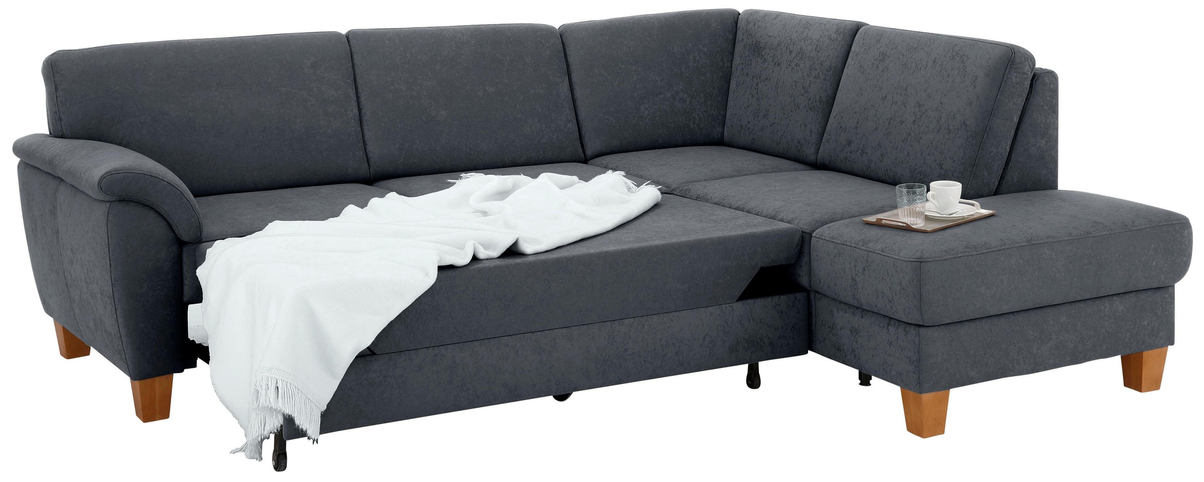 Thumbnail - Home affaire Ecksofa "Alta L-Form" mit Federkern und Kontrastnaht, Füße Buche eichefarben