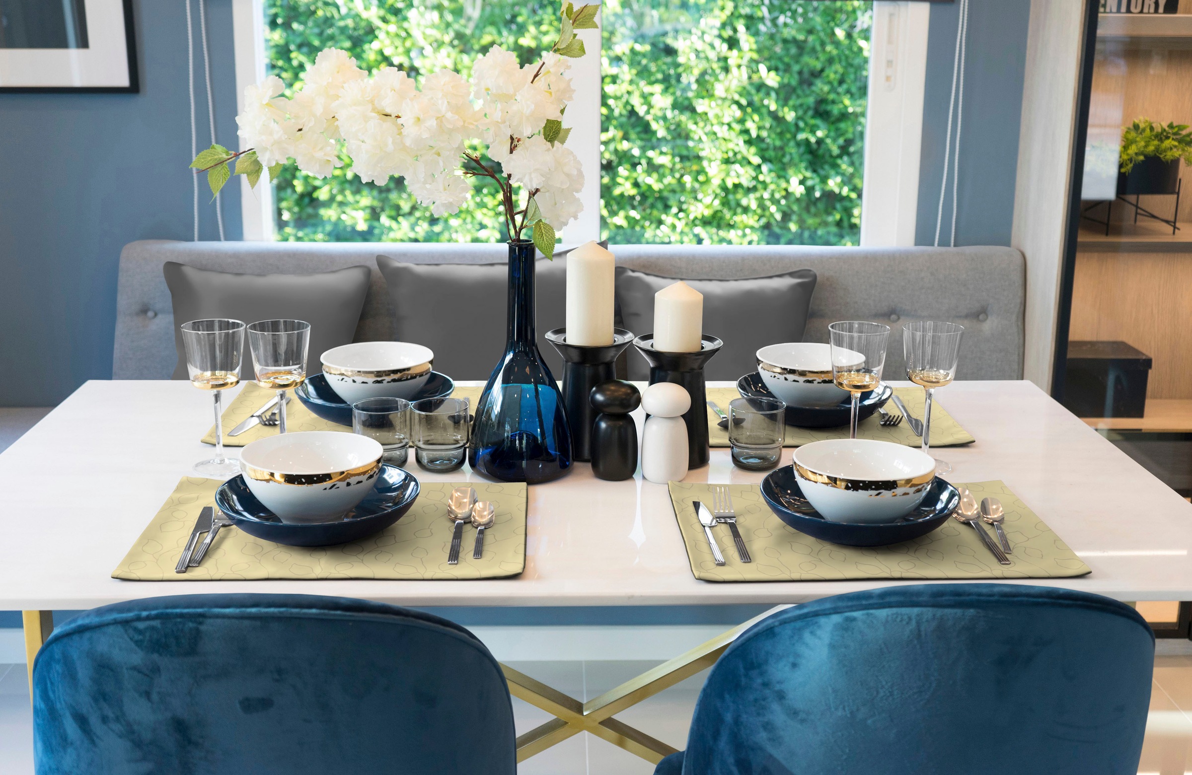 Wirth Platzset "Westport" Made in Germany, Jacquard Dekostoff, Blatt-Design günstig online kaufen
