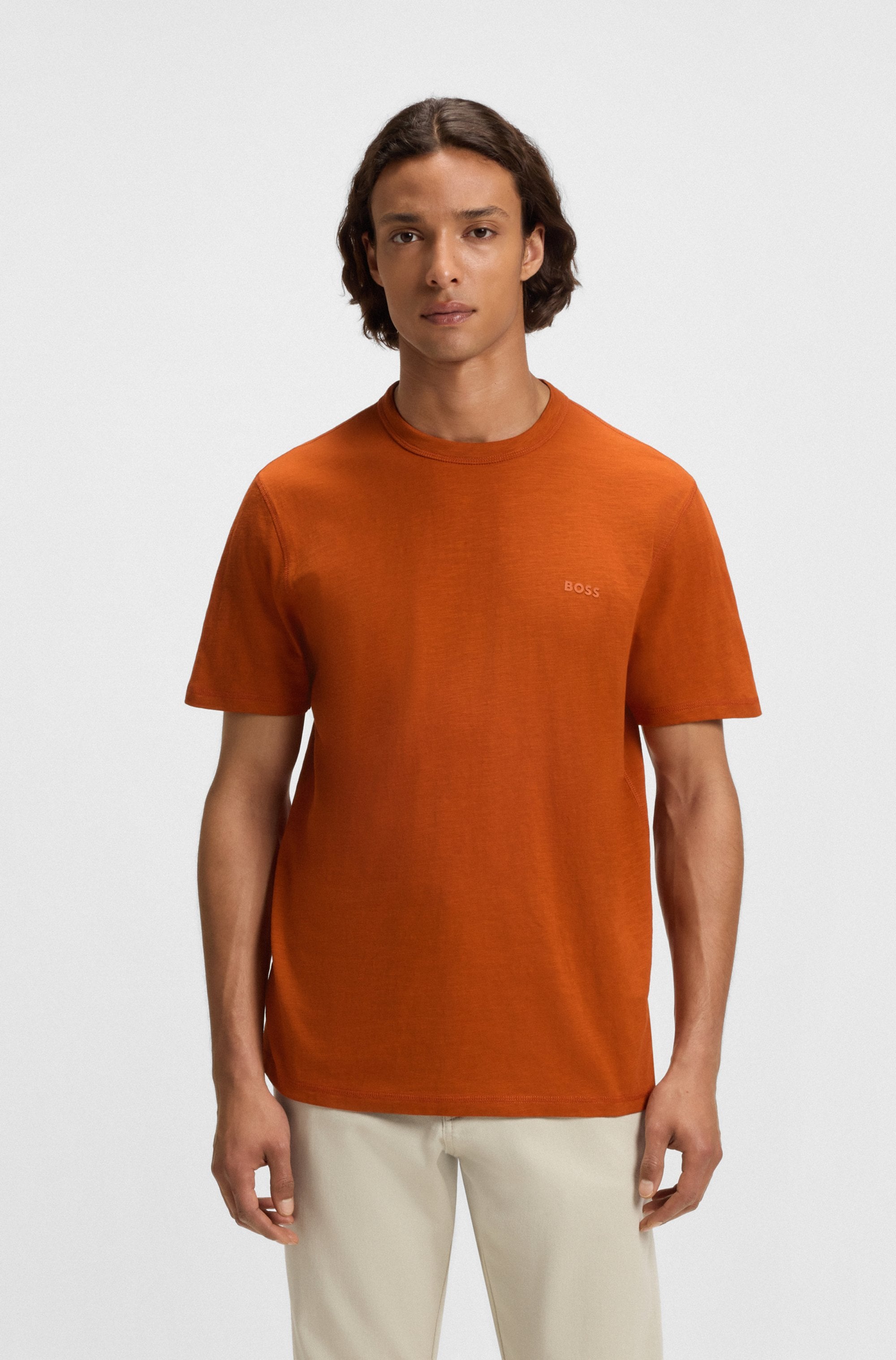 BOSS ORANGE T-Shirt "Tegood Regular Fit" 100% Baumwolle Logo on Chest Rundhals