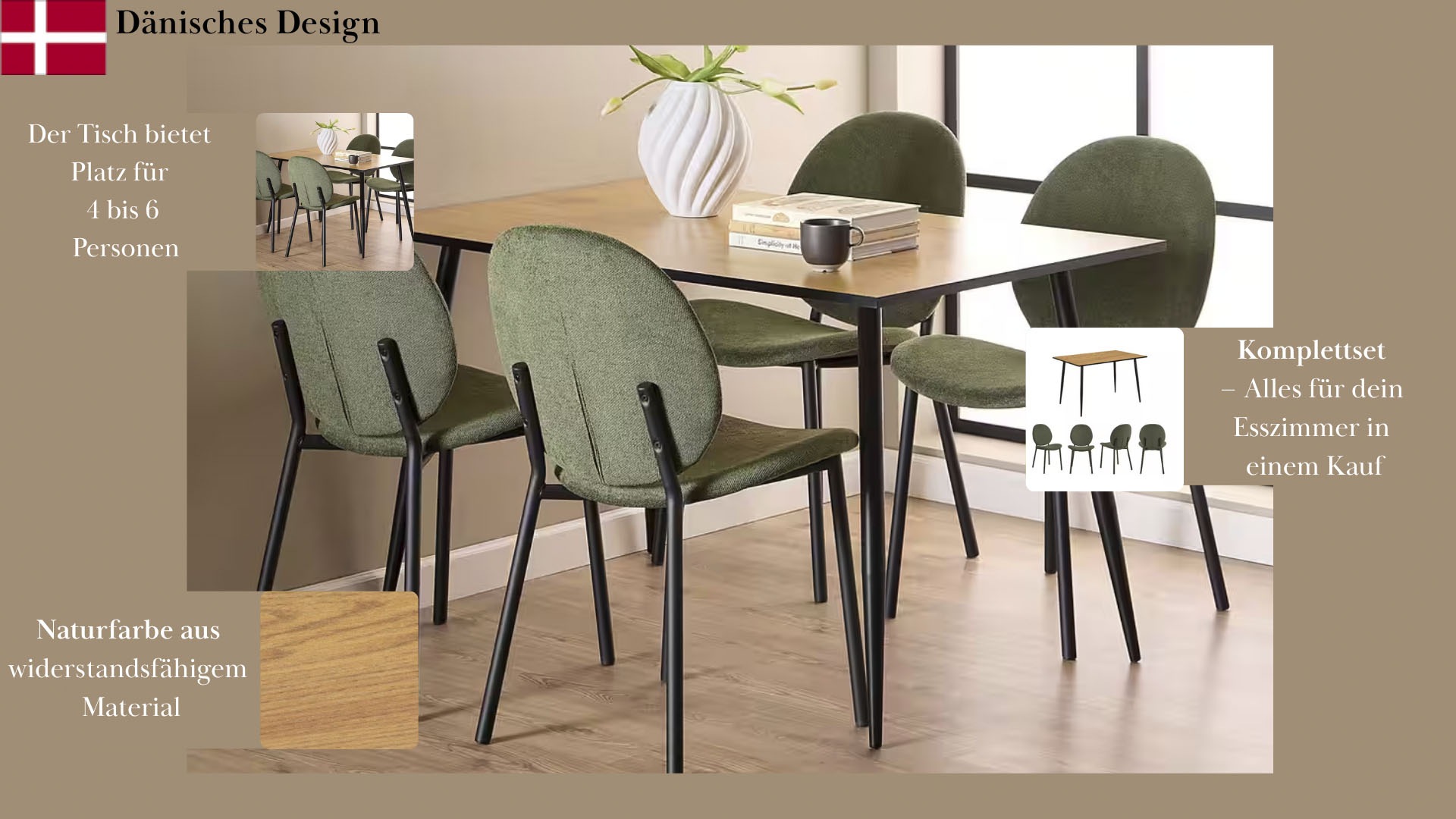 ACTONA GROUP Esszimmer-Set "Esspruppe, Speisetisch mit Wohnzimmerstühlen", günstig online kaufen