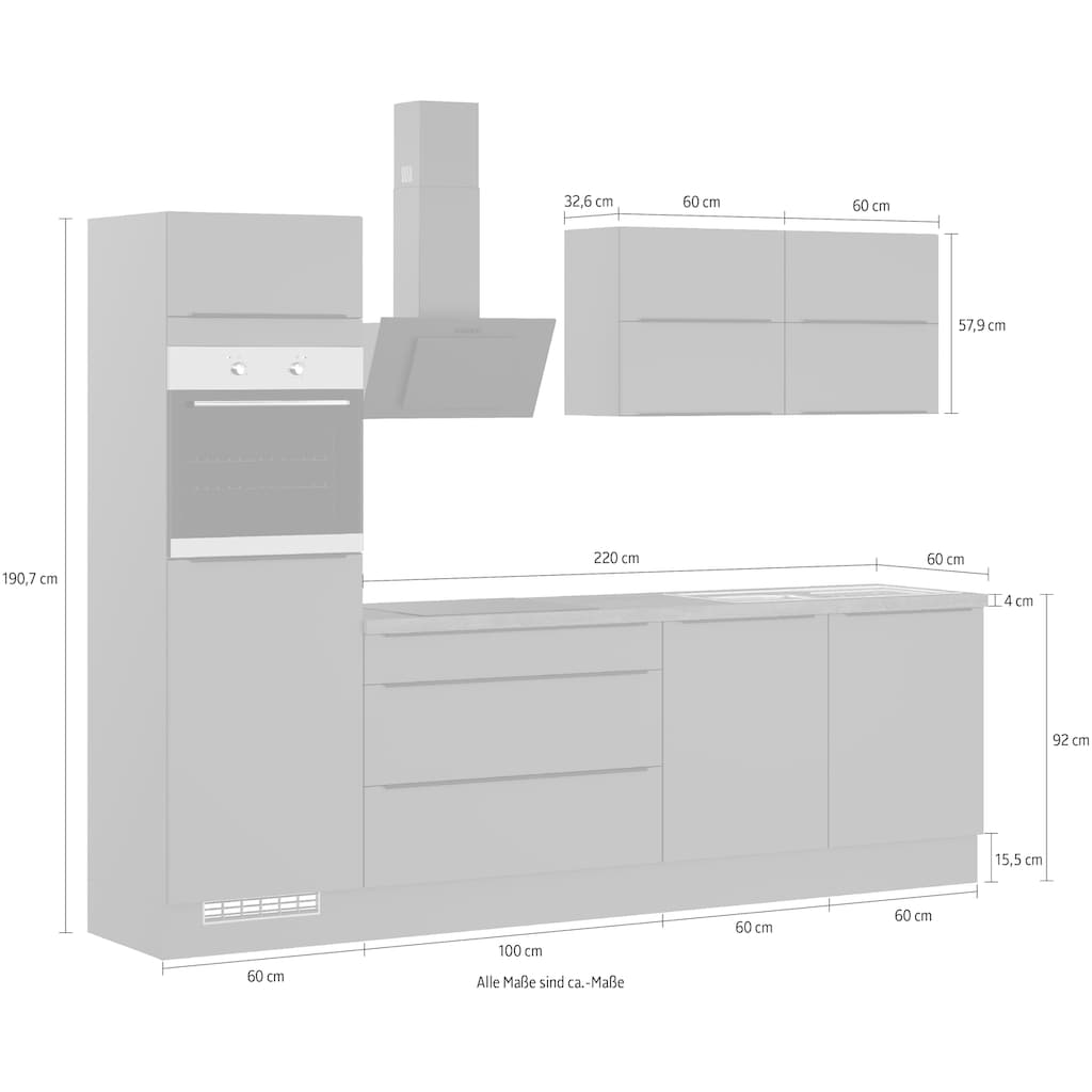 IMPULS KÜCHEN Küche »"Toledo", Ausrichtung wählbar, Schubkästen mit Soft-Close,«, vormontiert, mit E-Geräten, Breite 280 cm