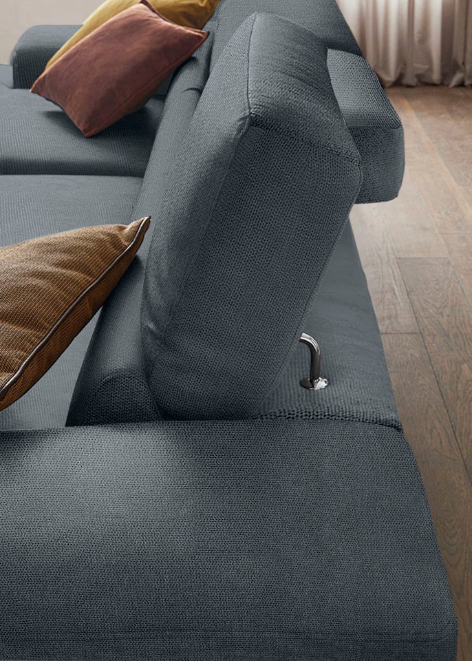 W.SCHILLIG Ecksofa »piedroo, Designsofa mit tollem Sitzkomfort, elegant und bequem, L-Form«, Kopfteilverstellung, wahlweise mit Sitztiefenverstellung, Breite 303cm