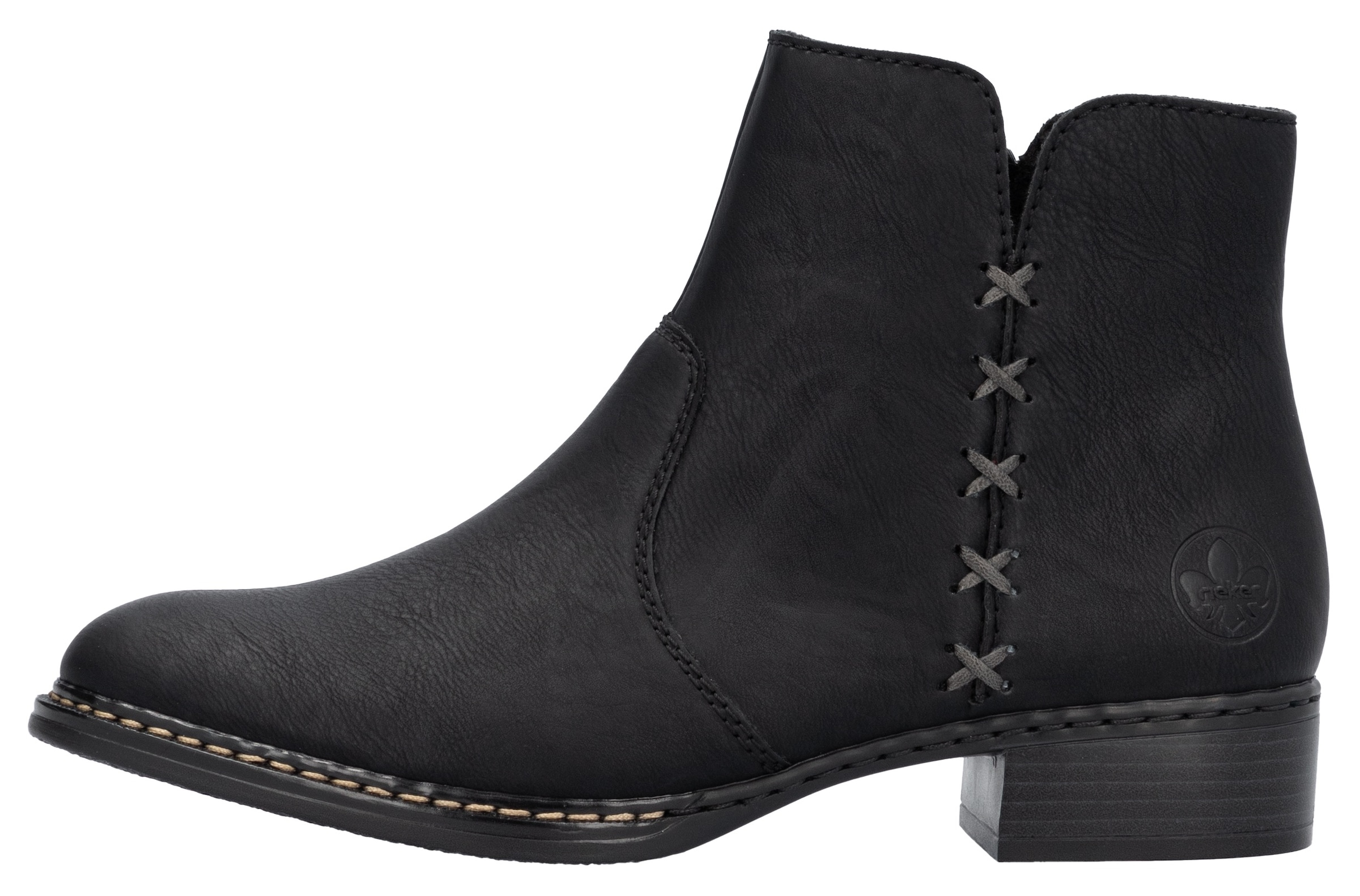 Rieker Stiefelette, Reißverschluss-Stiefelette, Ankelboots mit Blockabsatz