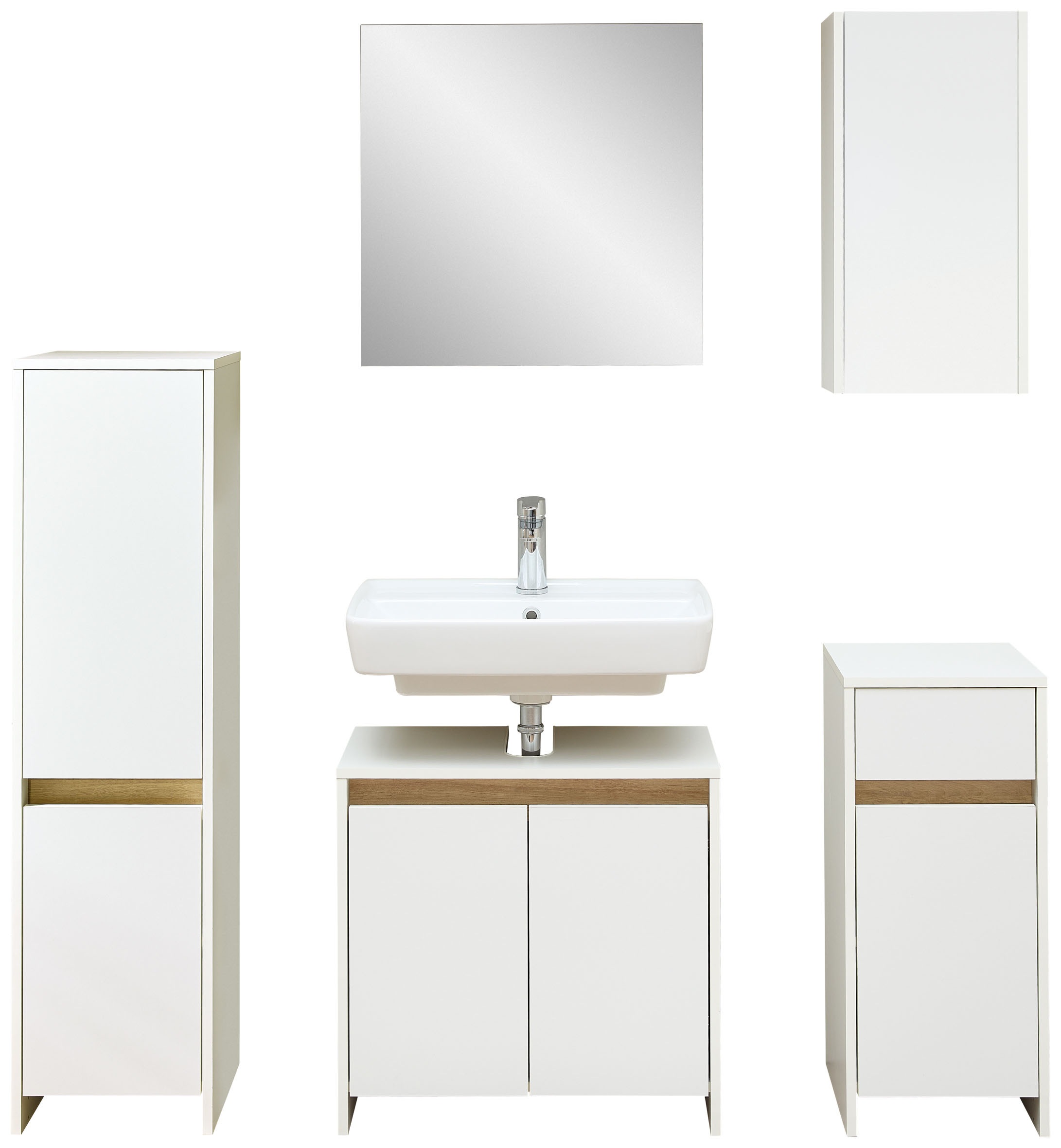 Saphir Badmöbel-Set »Quickset 100, 5-teilig, mit Holzeinlegeböden, 94cm breit« 5 Stk. tlg.