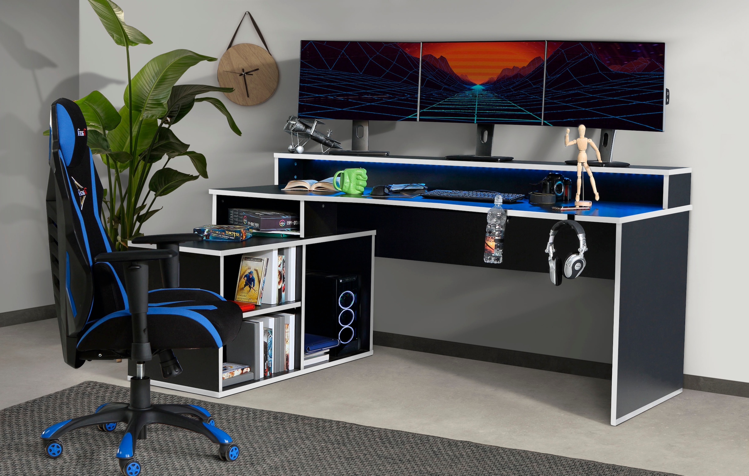 FORTE Gamingtisch »Tezaur«, mit RGB-Beleuchtung und Halterungen, Breite 200  cm, Ecktisch bestellen | BAUR | Computertische