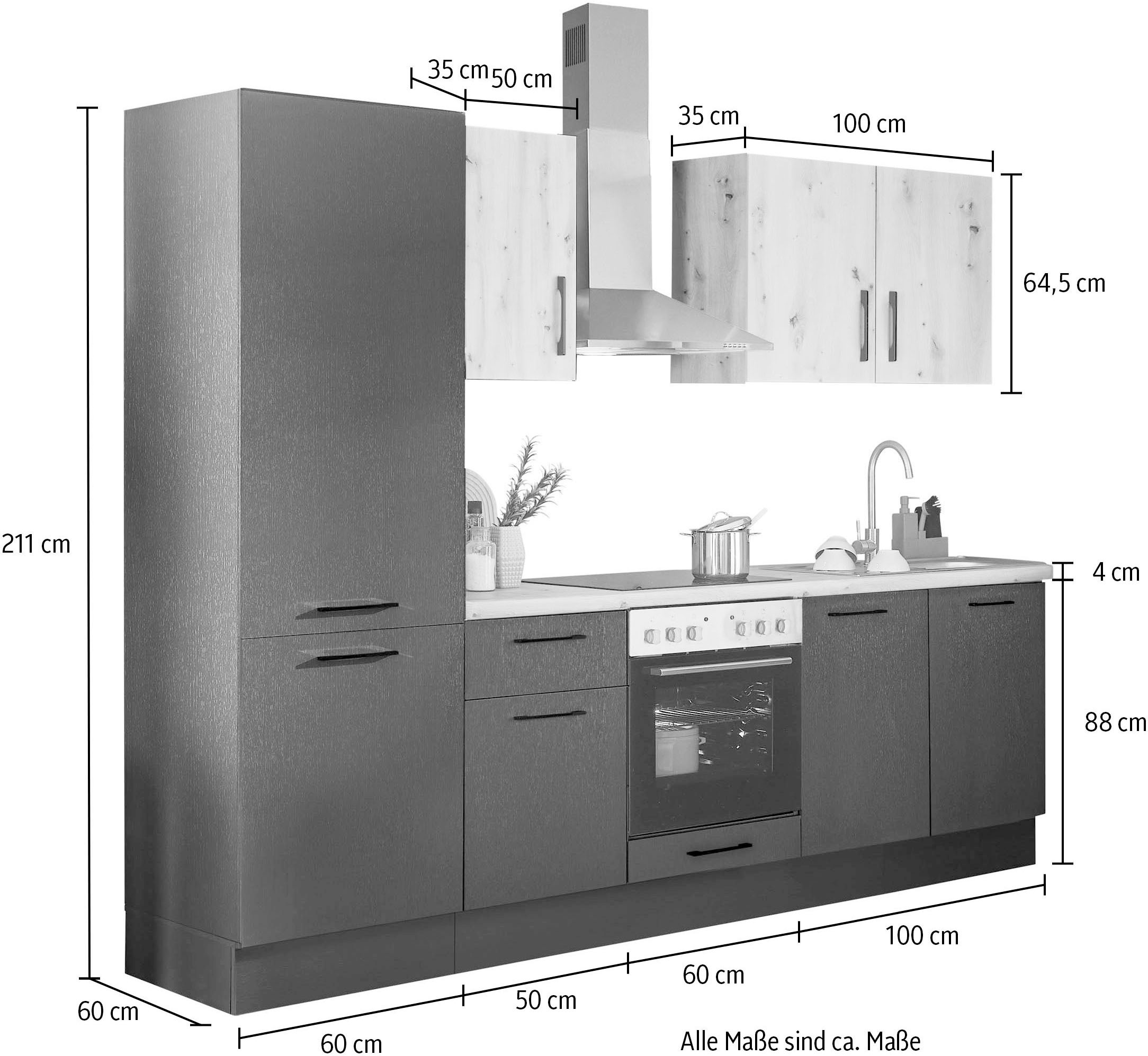 BASIC by Balculina Küchenzeile »Turin«, Breite 270 cm, wahlweise mit E-Geräten