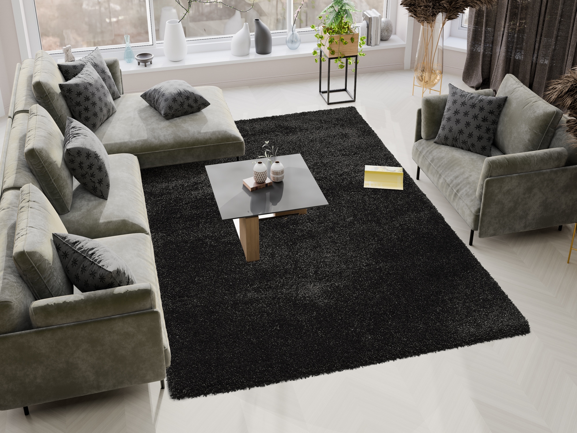 OCI DIE TEPPICHMARKE 1100000002199 "MONTIS" rechteckig 45 mm Höhe uni, Langflor, Shaggy, auch in rund, quadratisch und Läufer erhältlich