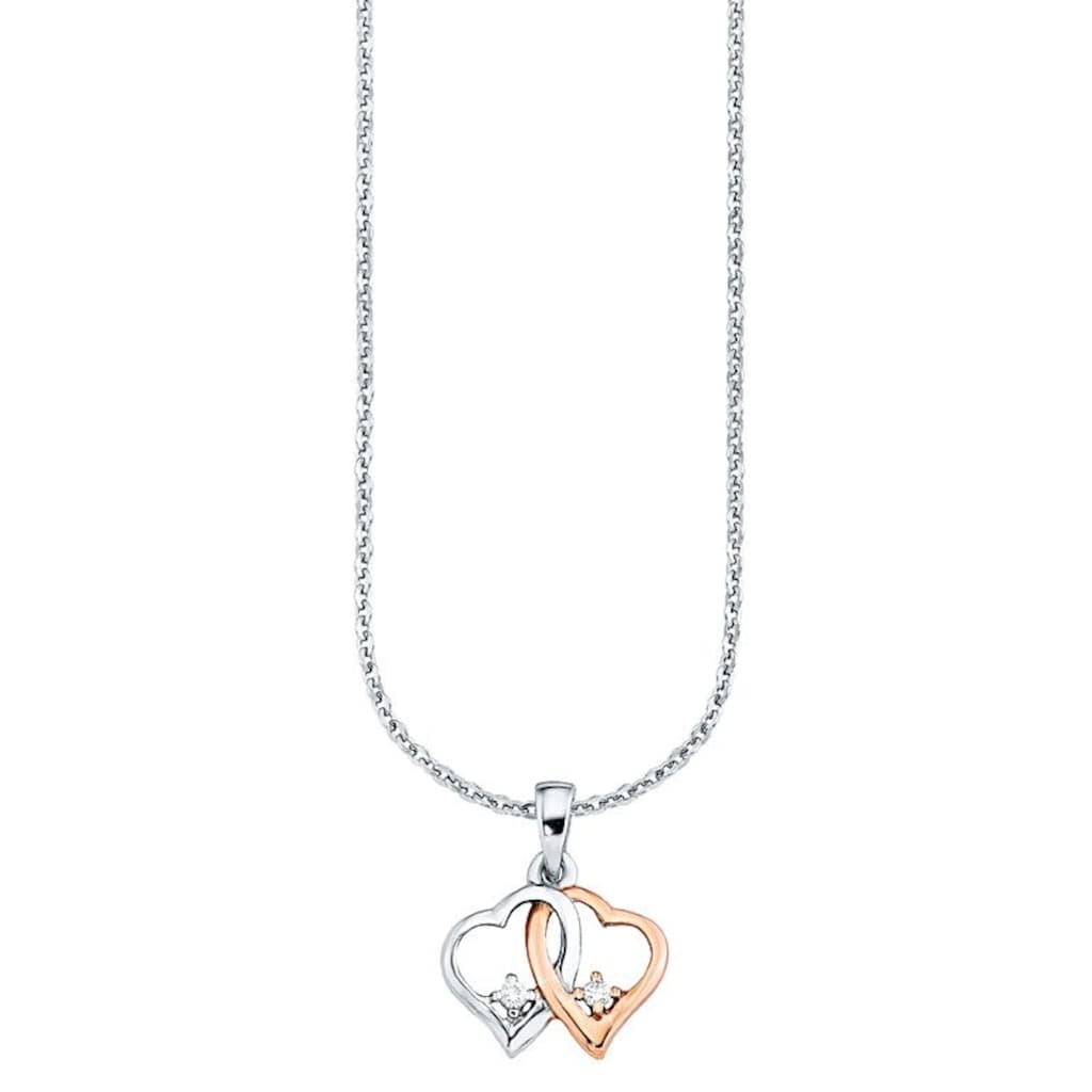 Amor Kette mit Anhänger »9188406, Herz«, mit Zirkonia (synth.)