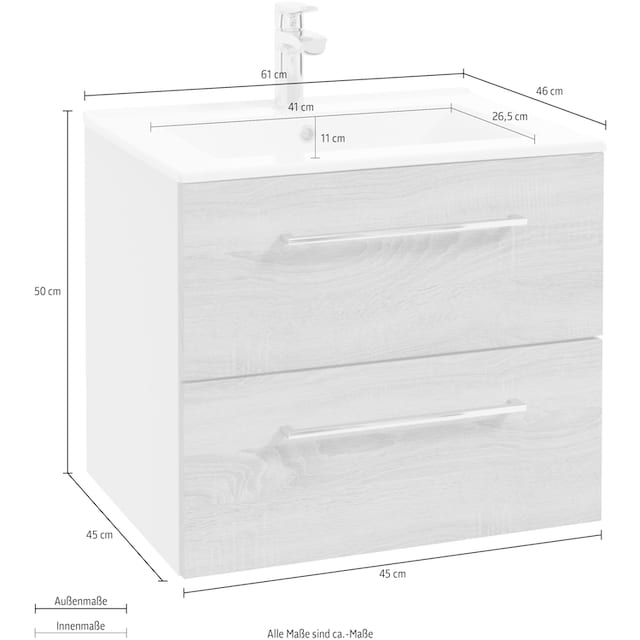 welltime Waschtisch »Palermo«, Badmöbel inkl. Waschbecken, Breite 60cm  bestellen | BAUR