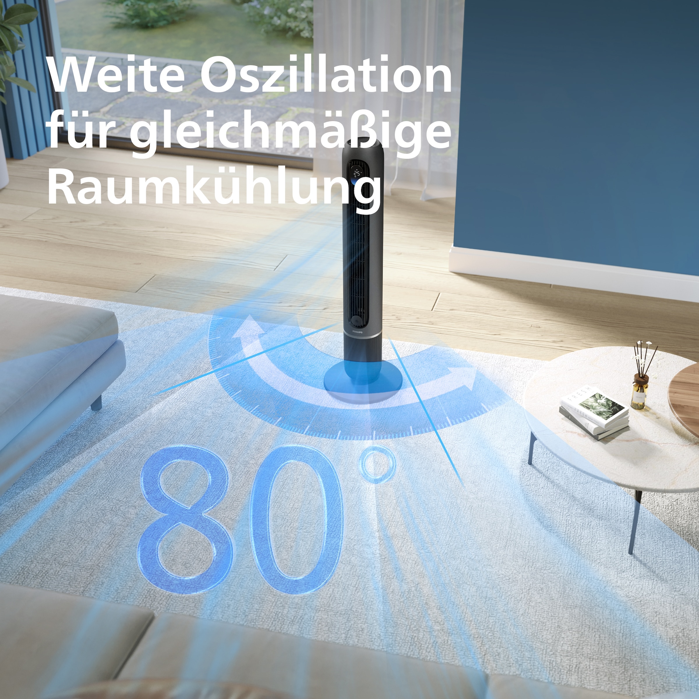 Philips Turmventilator »CX7550 Serie 7000 mit 12 Geschwindigkeiten u. Aromatherapie-Zusatz« Oszillierend, besonders leise, mit DC-Motor, Timer u. Fernbedienung