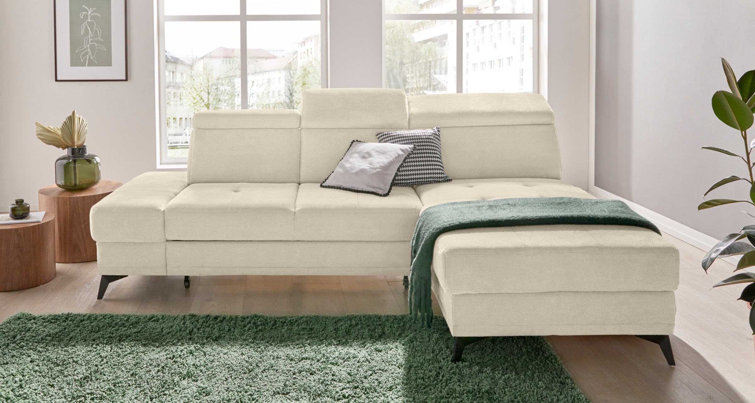 Home affaire Ecksofa "Cardiz L-Form" inkl.Kopfteilverstellung und Federkern günstig online kaufen