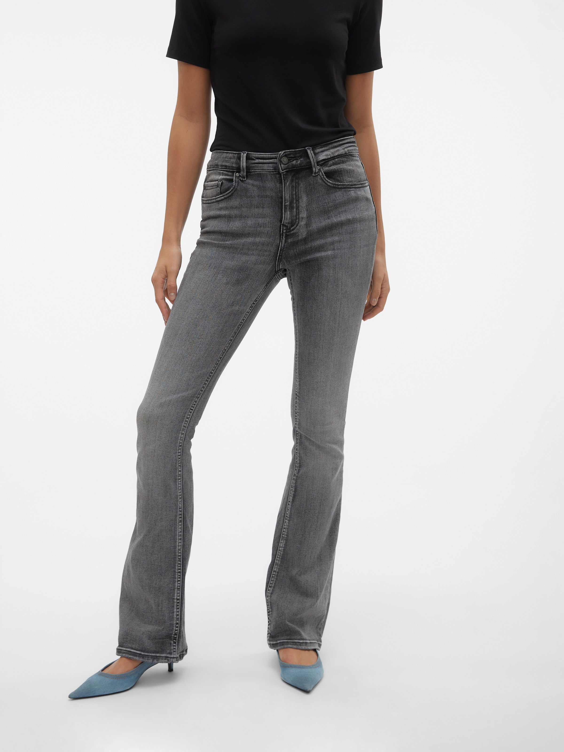 Vero Moda Bootcut-Jeans "VMFLASH MR FLARED JEANS LI213 GA NOOS" Baumwollmis günstig online kaufen