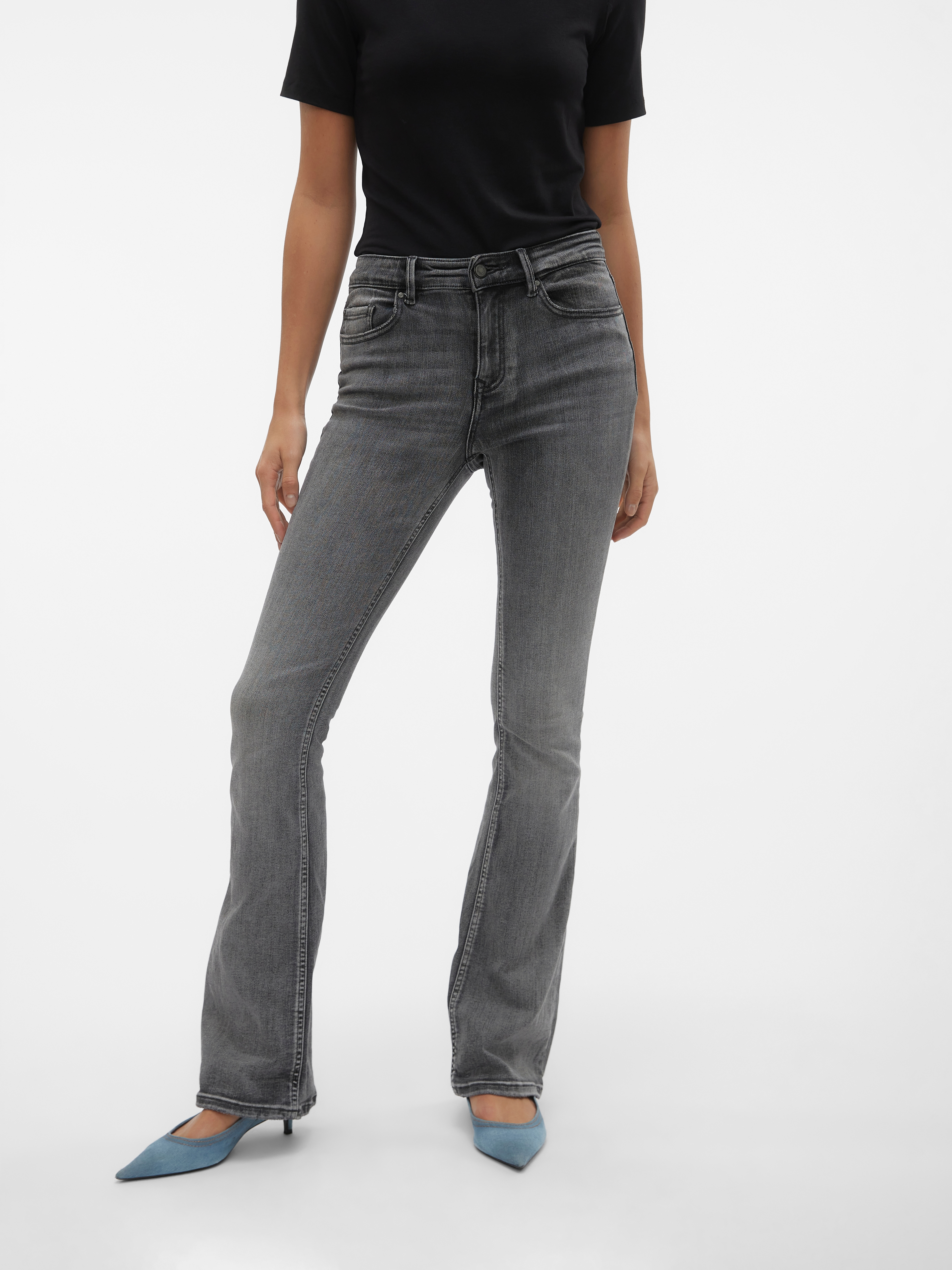 Vero Moda "VMFLASH MR FLARED JEANS LI213 GA NOOS" Baumwollmischung mit Stretch, regular waist, bootcut fit