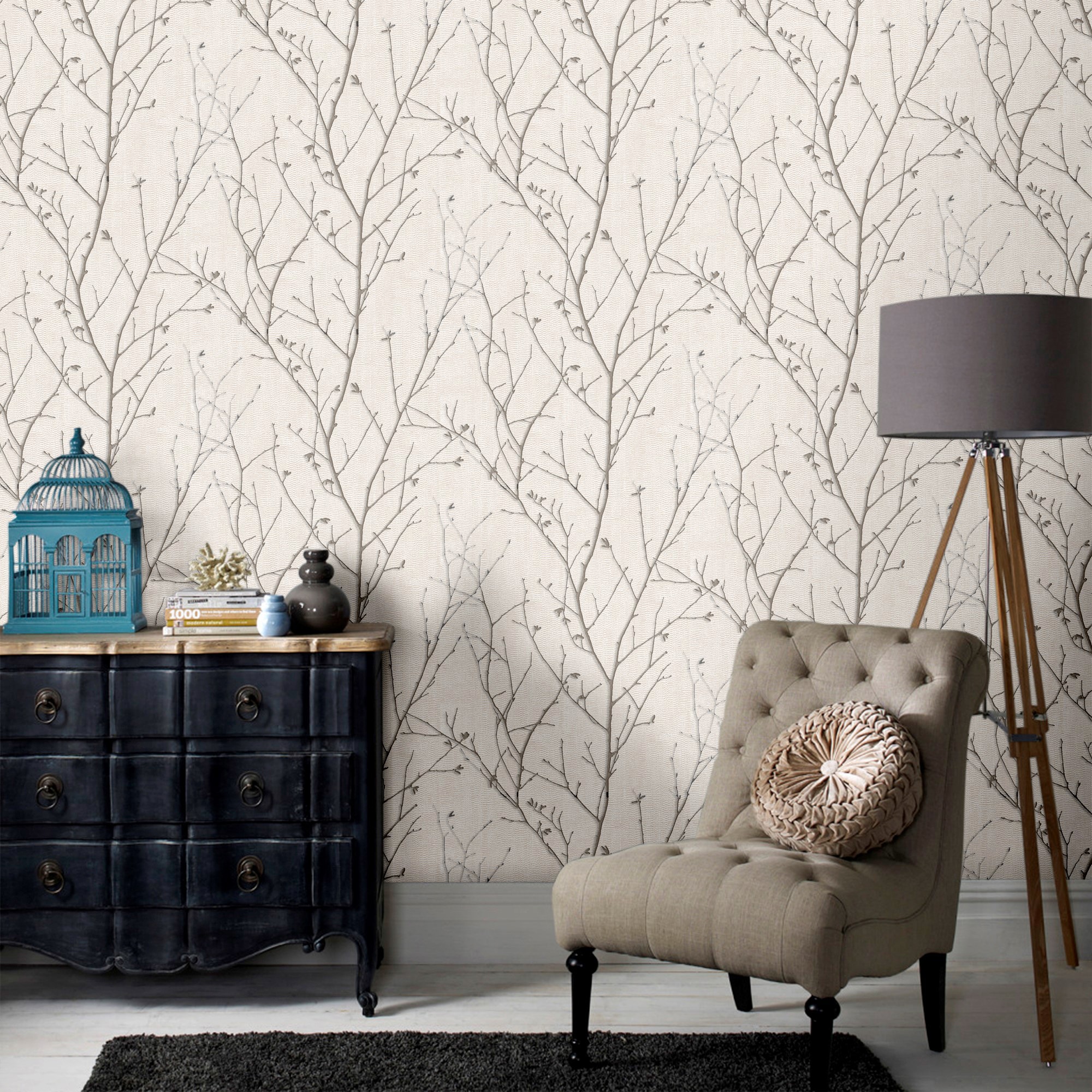 Boutique Vliestapete »Water Silk Sprig ivory«, 1000 cm Länge