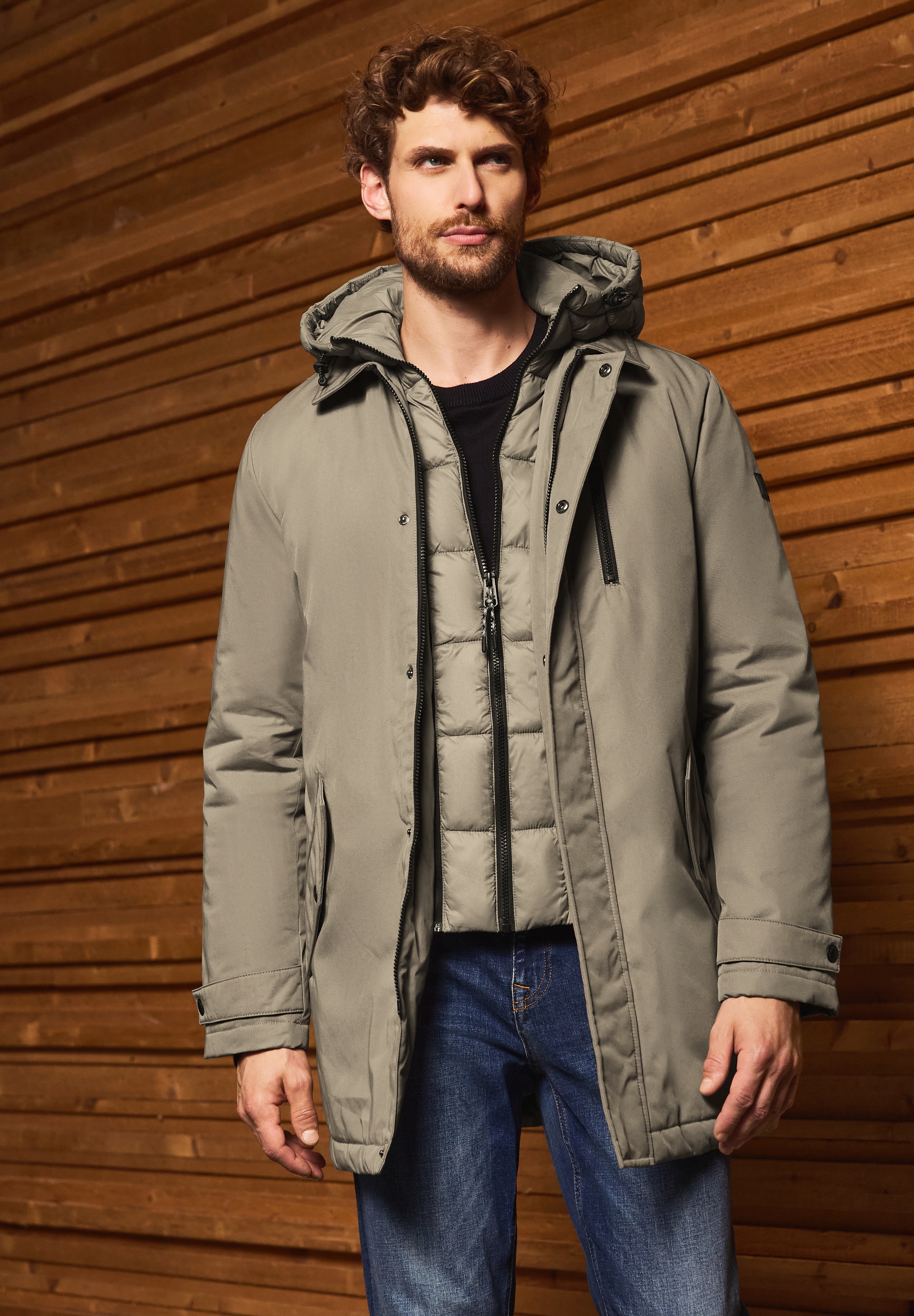 STREET ONE MEN Winterjacke mit Kapuze mit Kapuze