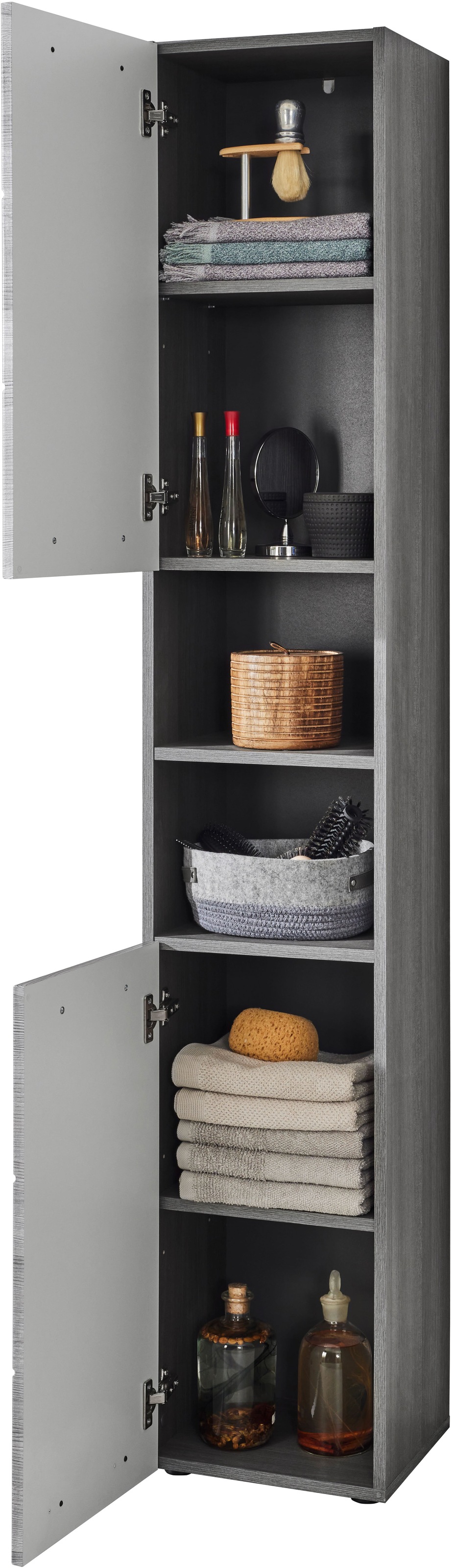 BASIC by Balculina Hochschrank »Silver,Badezimmerschrank BxHxT 34x190x30«, (1 St.), Breite 34cm, Tür L/R monierbar, FSC-Mix 70%