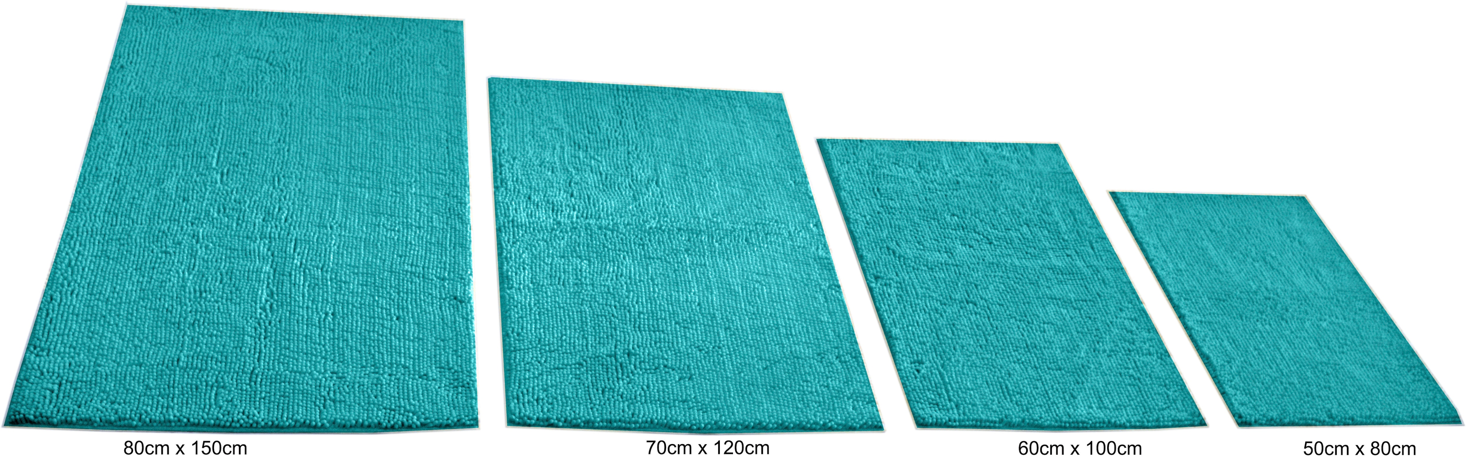 KiNZLER "Chenille, Badvorleger, Badezimmer Teppich" Höhe 18 mm rutschhemmend beschichtet fußbodenheizungsgeeignet Badteppich, Uni Farben, weich, als rechteckig & halbrund erhältlich
