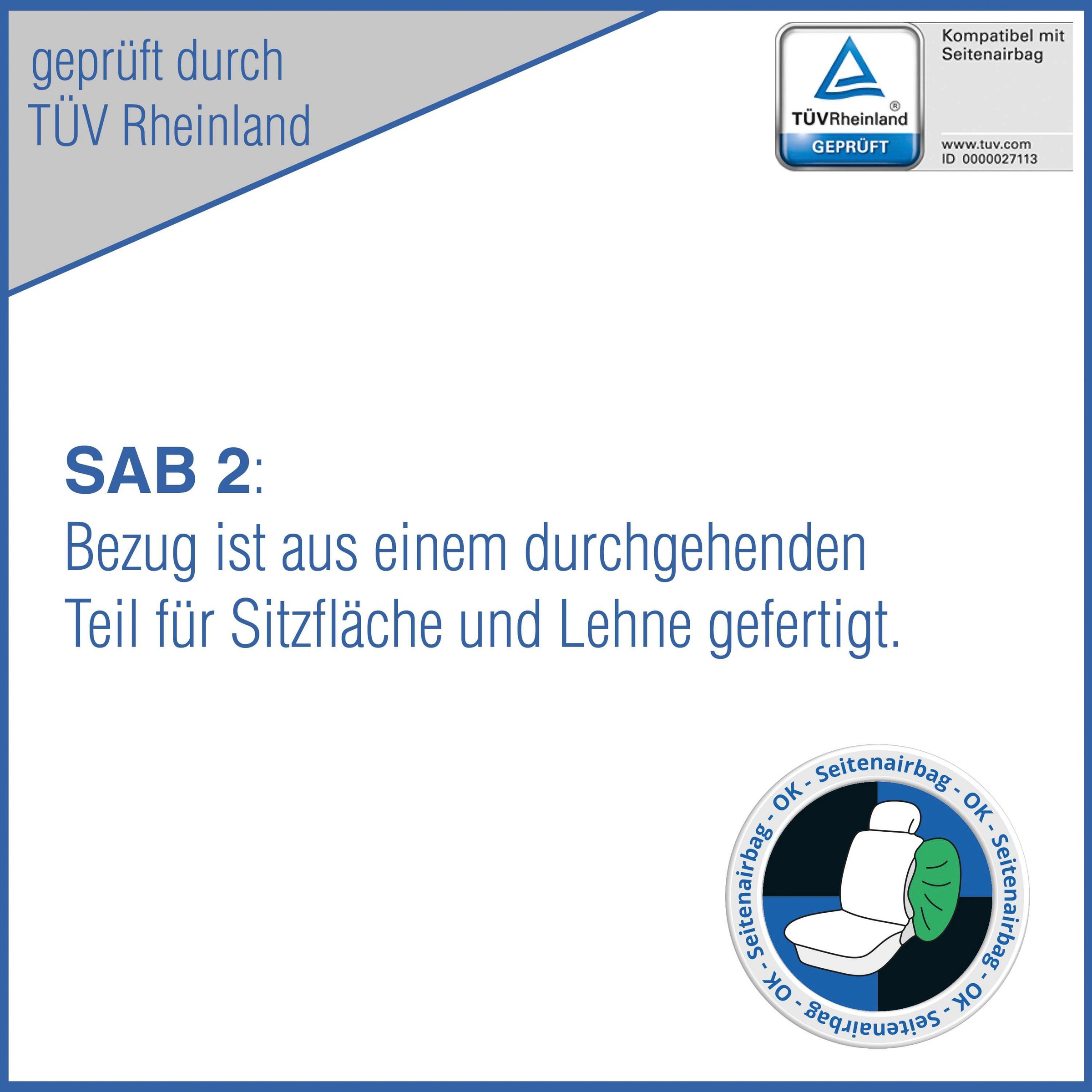 für Seitenairbag, Petex online grau, universal«, Autositzbezug »Vordersitzgarnitur kaufen SAB Fahrzeuge | mit/ohne 2 Geeignet BAUR 4-tlg \