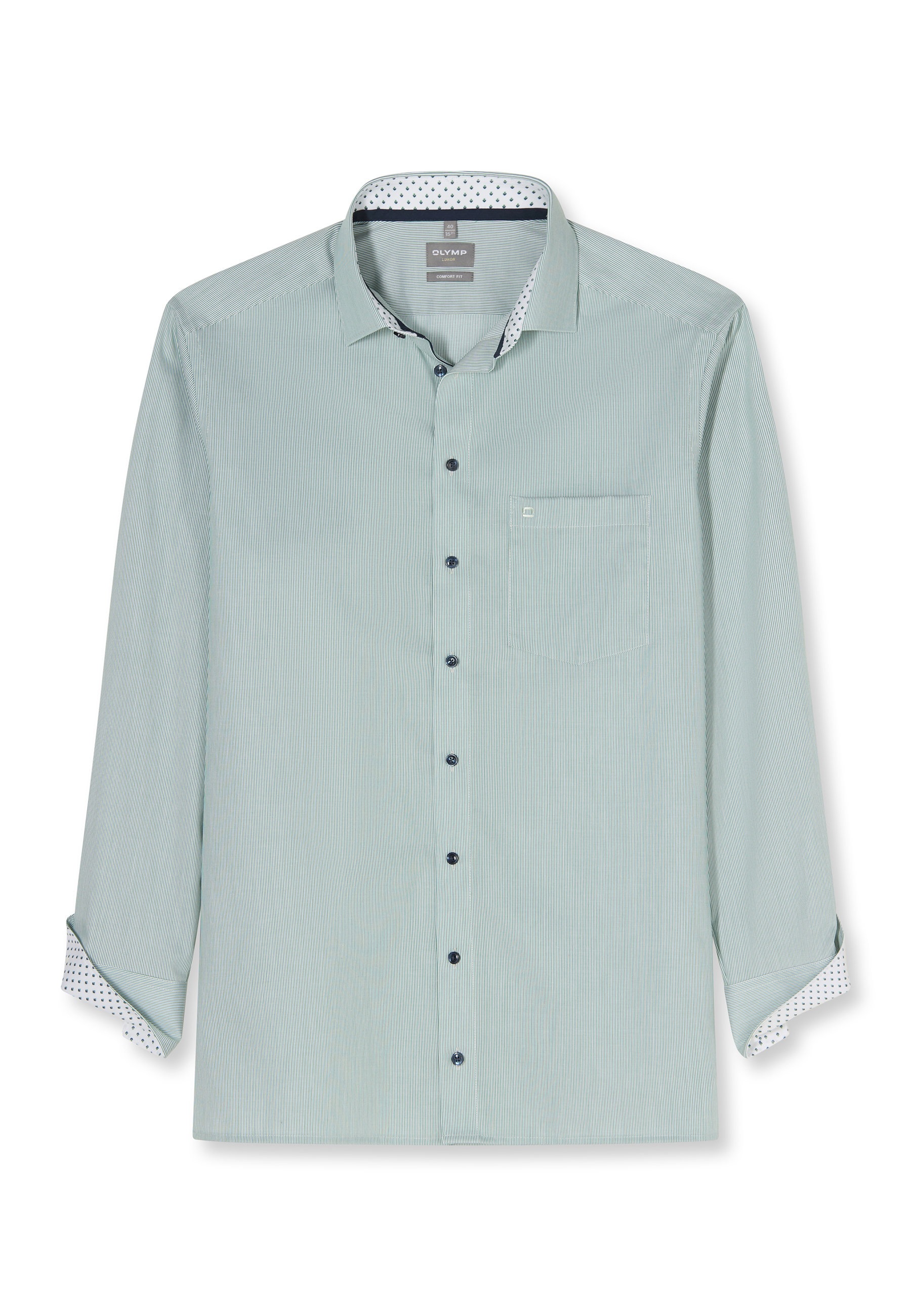 Businesshemd OLYMP "OLYMP Luxor, comfort fit, New Kent", Herren, Gr. 39, Normaler Arm, grün, 100% Baumwolle, Hemden