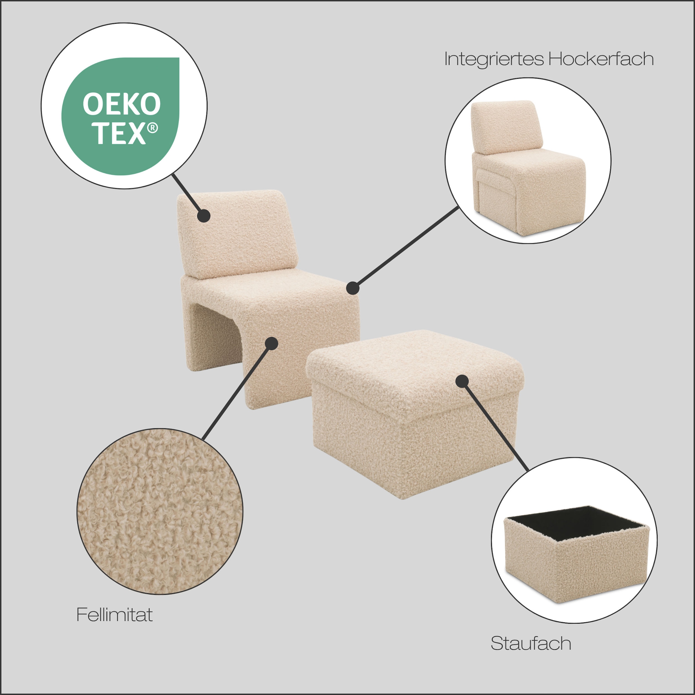 DOMO collection Sessel »700017«, inkl. Hocker mit Stauraum