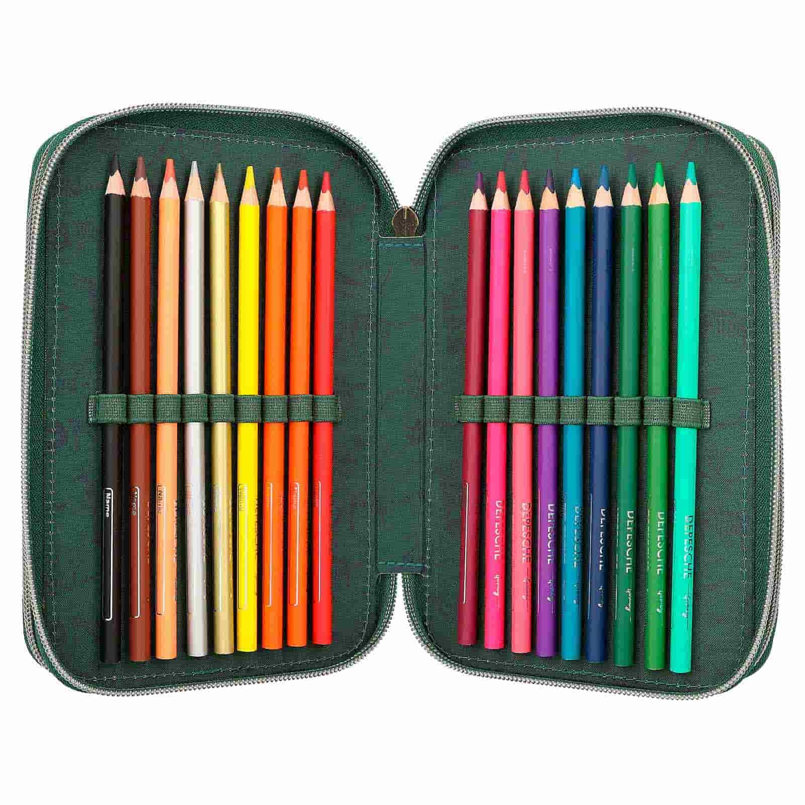 Depesche Buntstift »3-Fach Federtasche T-Rex Dino World 20 x 13 cm grün«