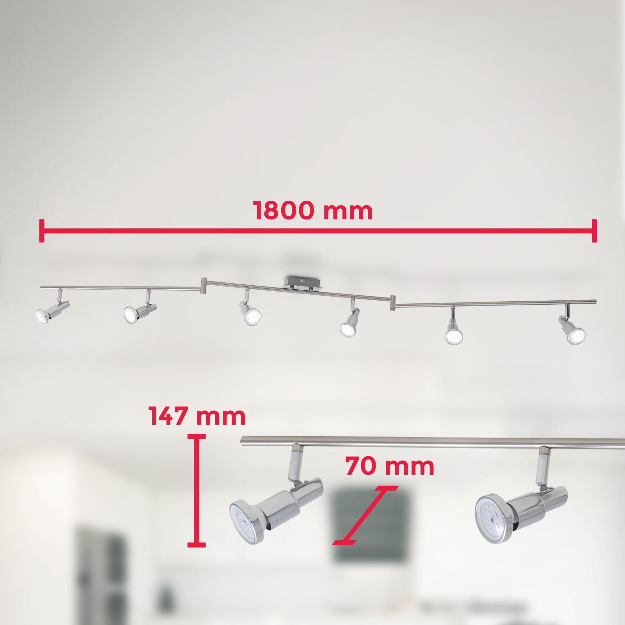 B.K.Licht LED Deckenspots, 6 flammig, Leuchtmittel GU10 | LED wechselbar, Deckenleuchte, schwenkbar, drehbar, chromfarbene Spots inkl. 5W 400lm