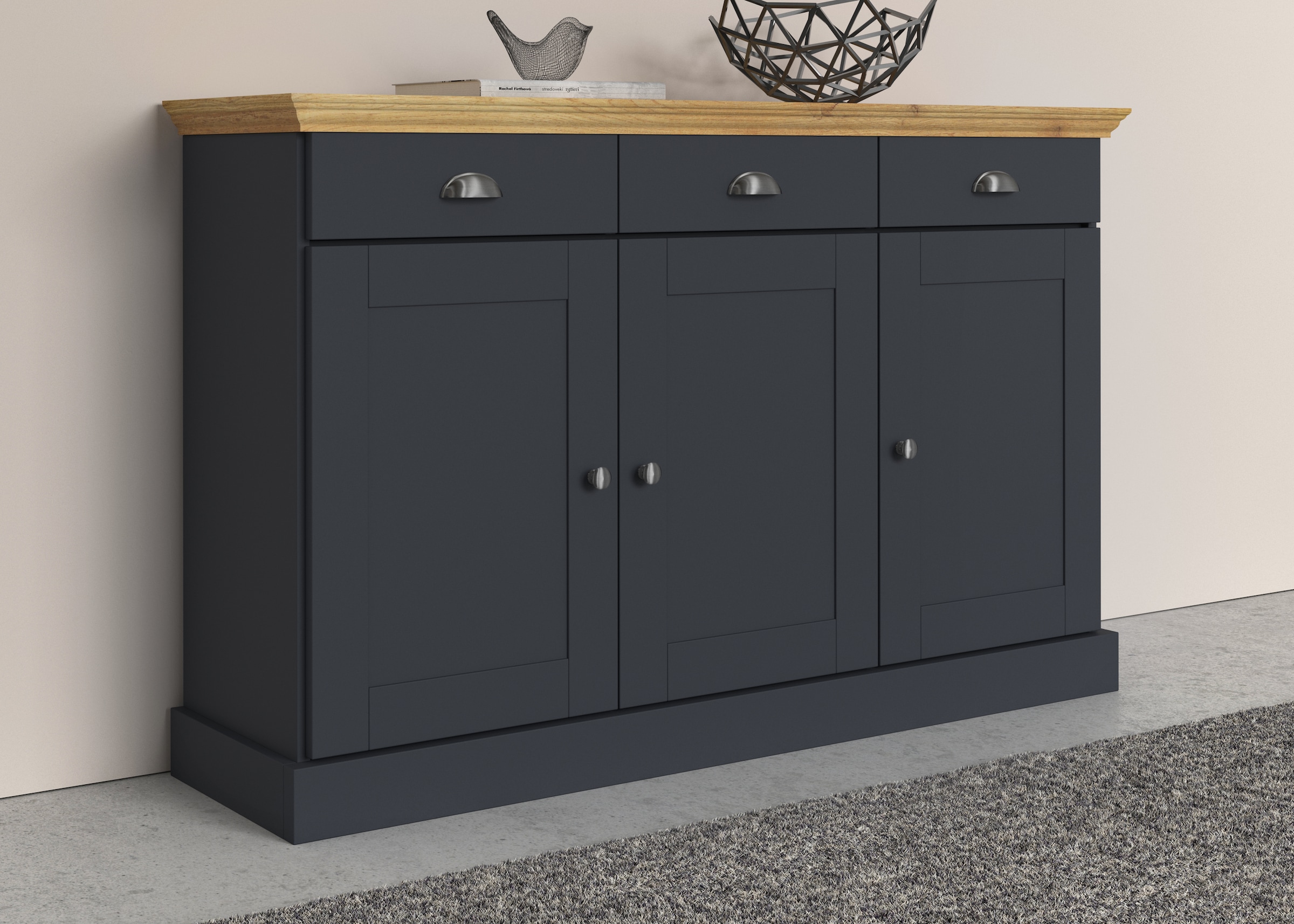 Home affaire Sideboard »Motala«, Kommode, 3 Schubladen und 2 verstellbare Einlegeböden, Breite 125 cm