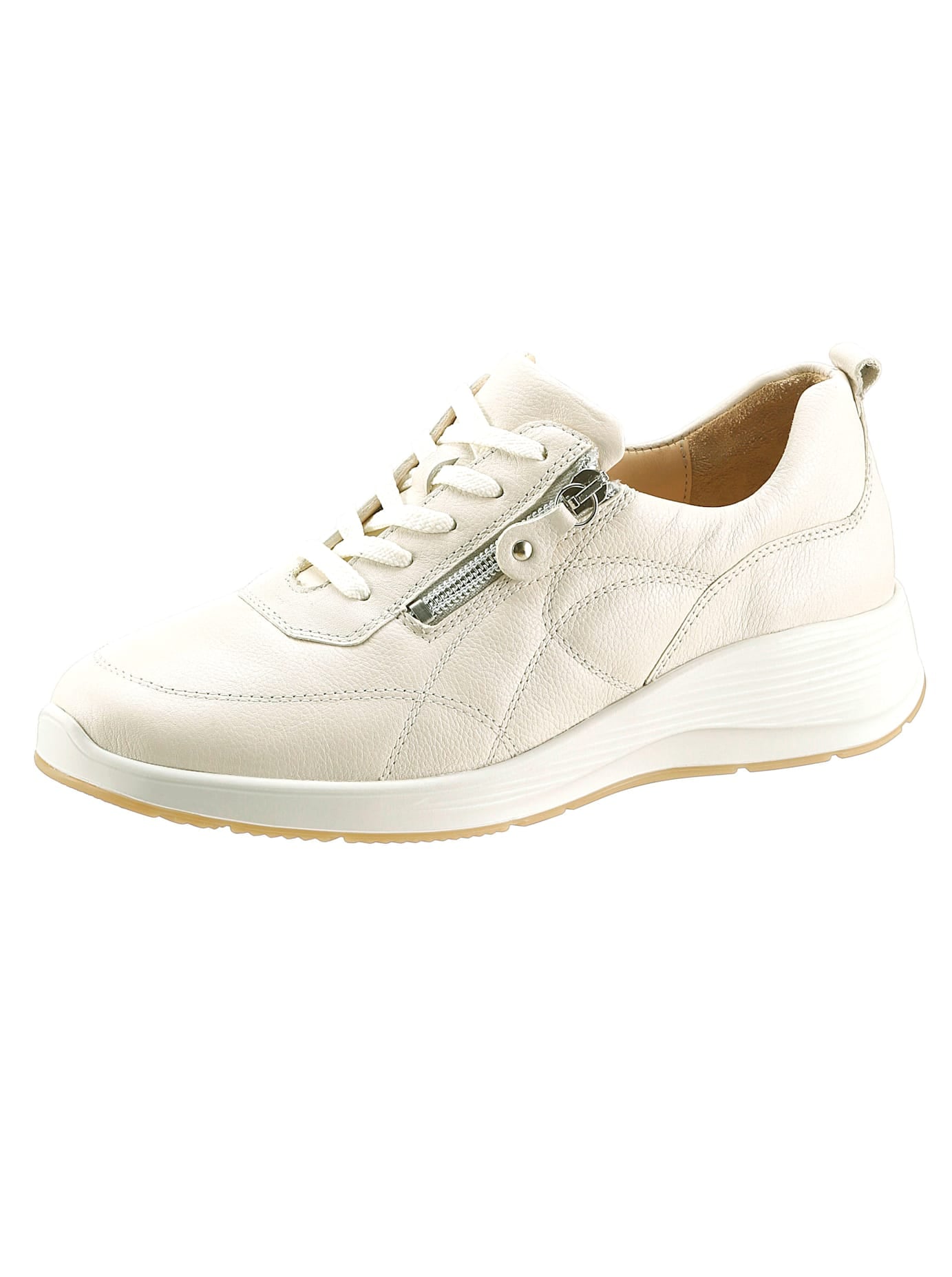 WALDLÄUFER Damen Schnürschuh, Gr. 7, beige, Glattleder, Schuhe