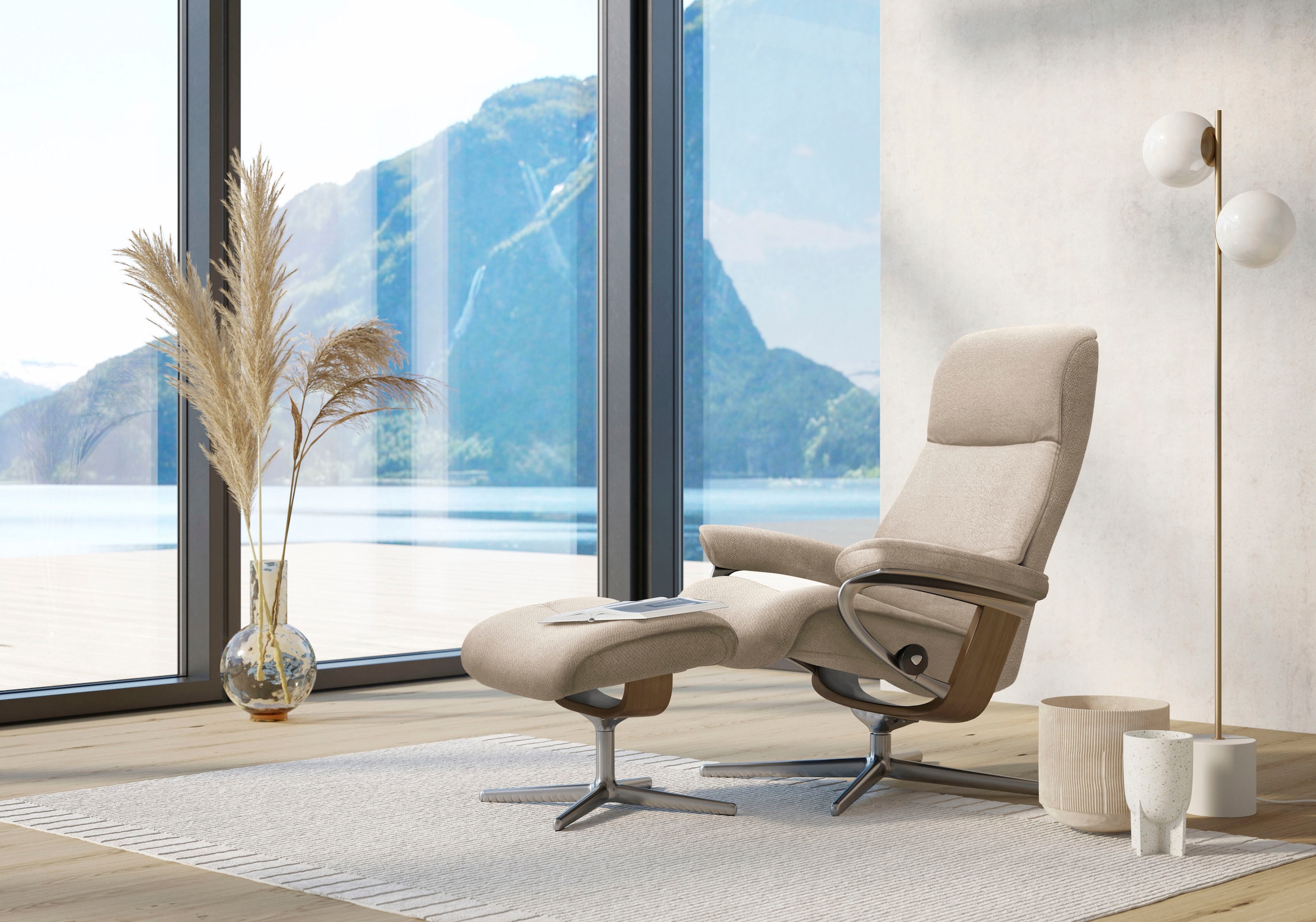 Stressless Fußhocker "View", mit Cross Base, Größe S, M & L, Holzakzent Eiche