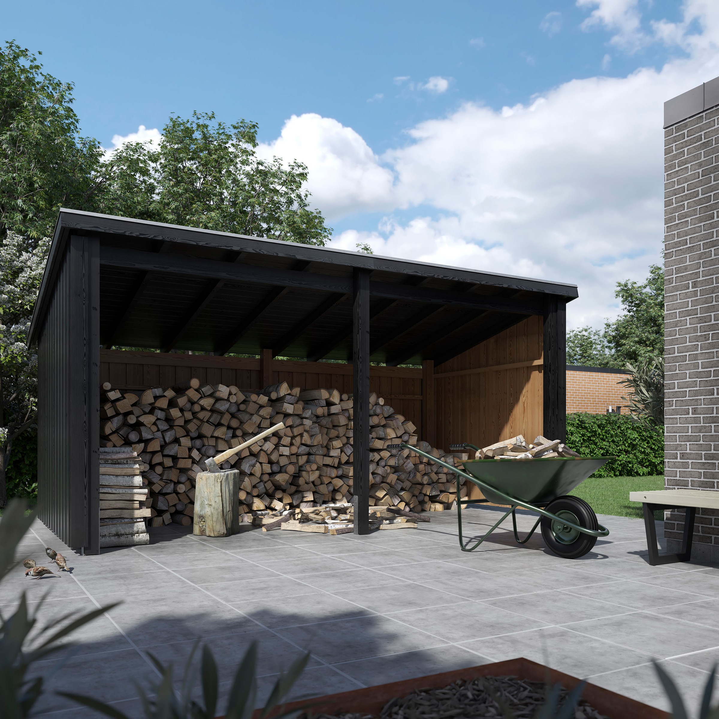 PLUS Gartenhaus »Nordic Multi«, (Packung), Gartenhaus 9,5 m², 2 Module, inkl. Dachpappe/Aluleisten/H-Füße