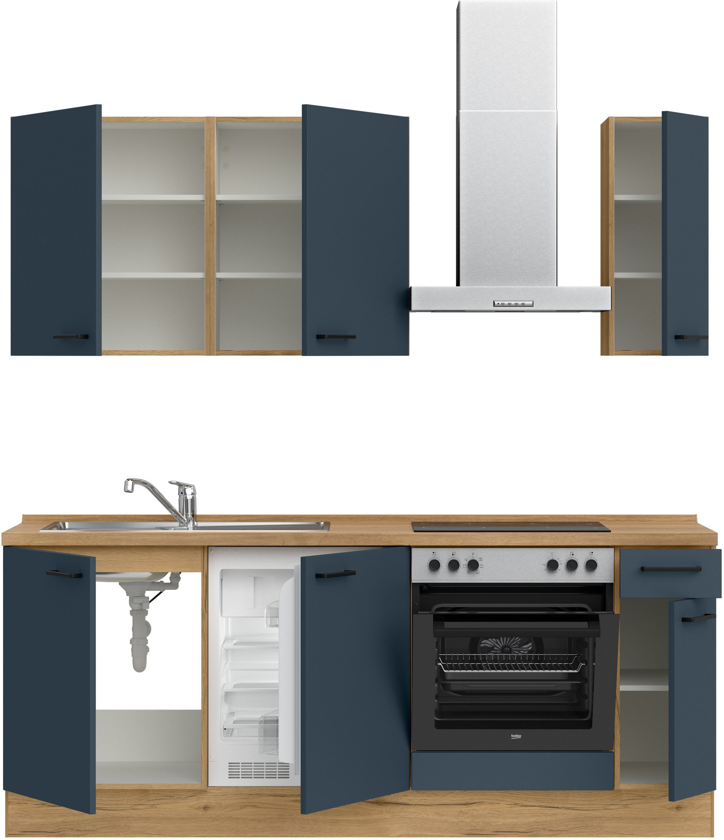 nobilia® Küchenzeile »"Easytouch I"«, vormontiert, Ausrichtung wählbar, Breite 210 cm, wahlw. mit E-Geräten