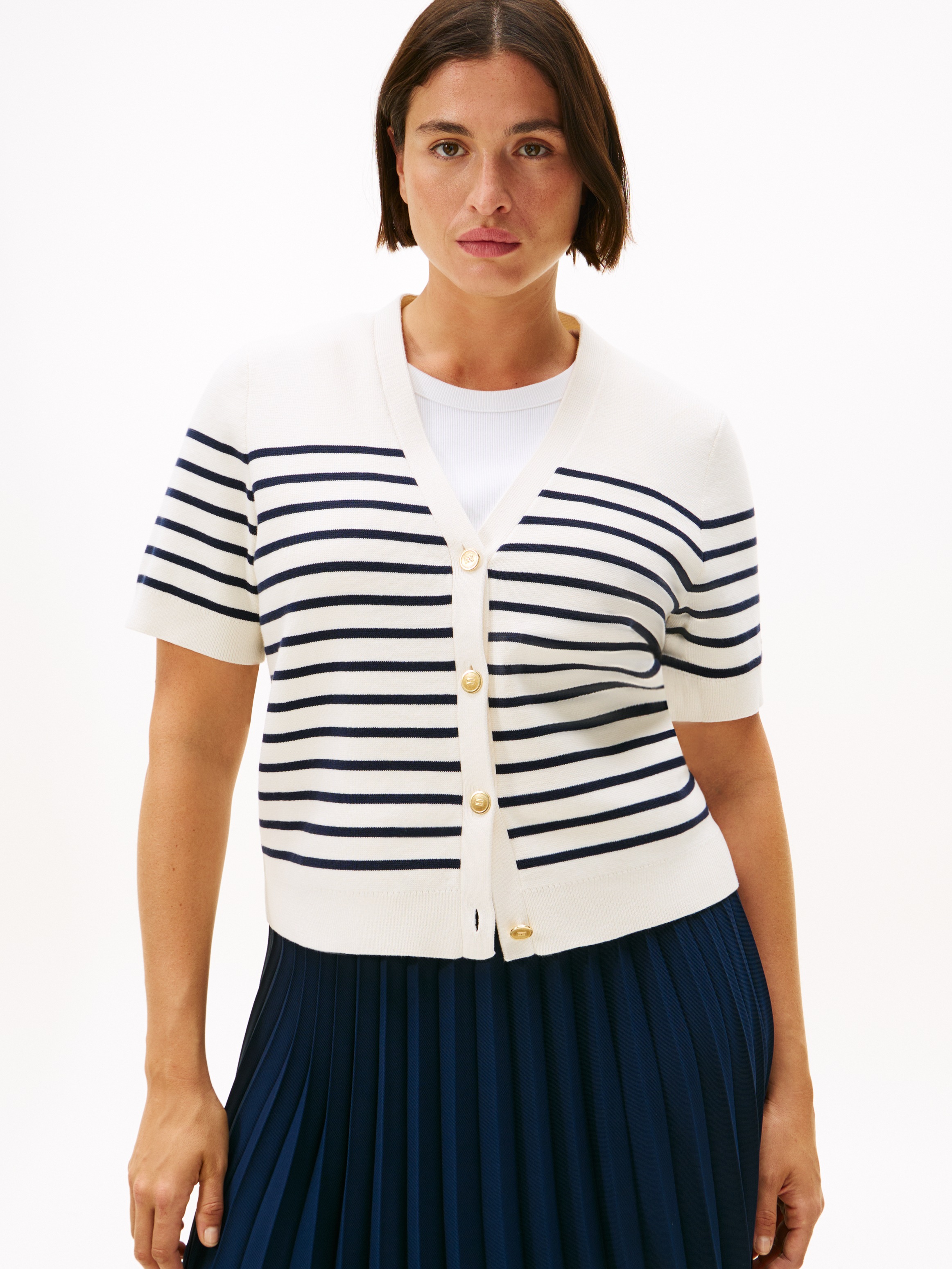 Tommy Hilfiger Curve Strickjacke "CRV CO JRSY MID GG GOLD BTN CRDI" in groß günstig online kaufen