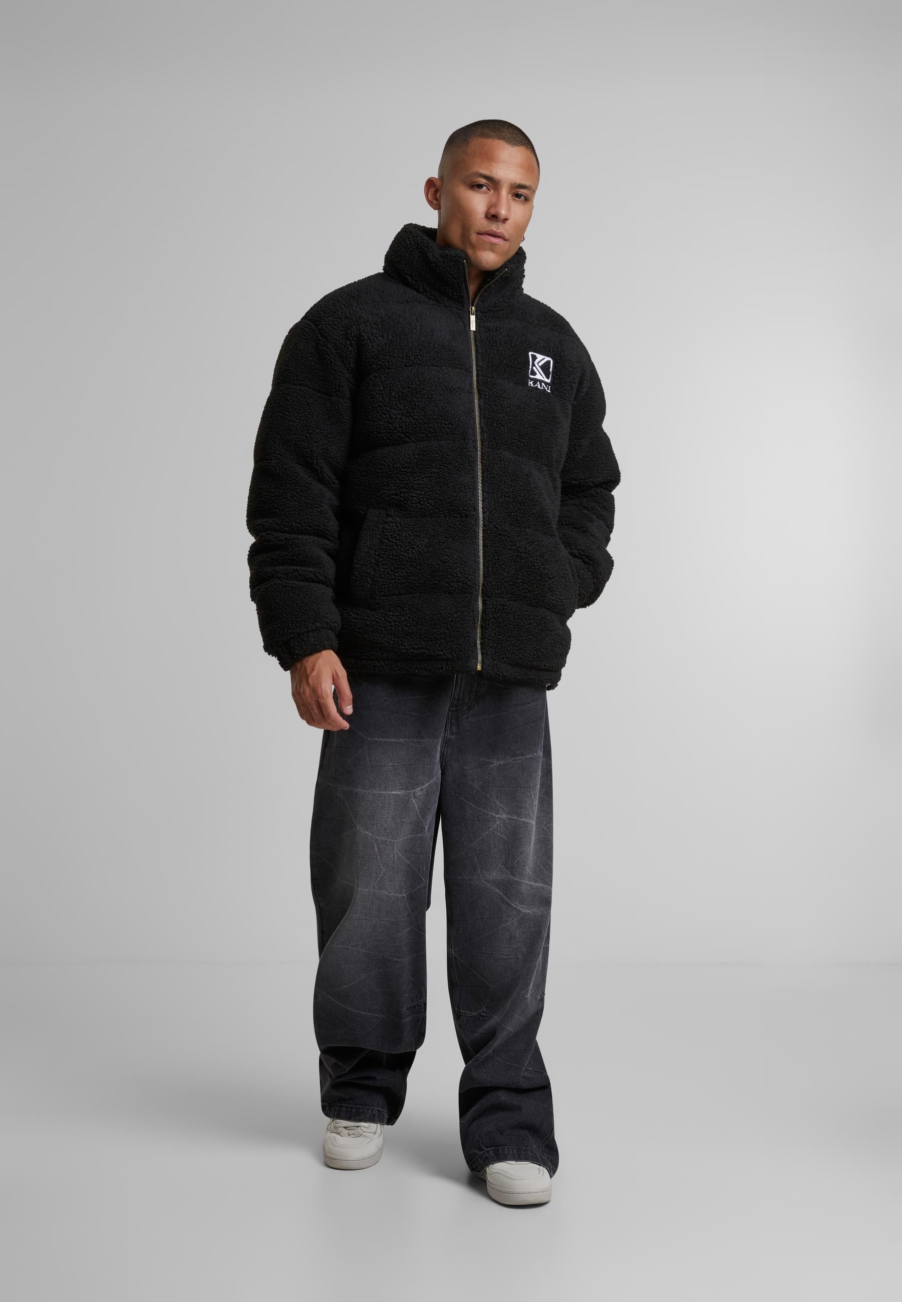 Karl Kani Winterjacke »Karl Kani Herren KM213-070-2 RETRO TEDDY PUFFER JACKET BLACK«, (1 St.), ohne Kapuze