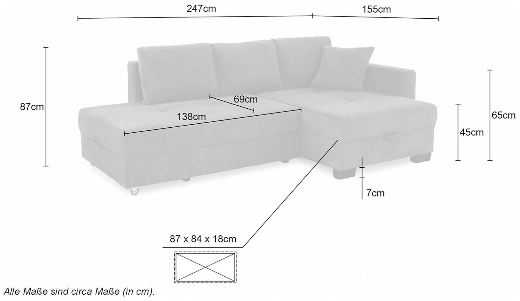 Jockenhöfer Gruppe Ecksofa »Fantasy, Dreh-Schwenk-Ottomane«, inklusive Relax- und Schlaffunktion, Ottomane links/ rechts montierbar