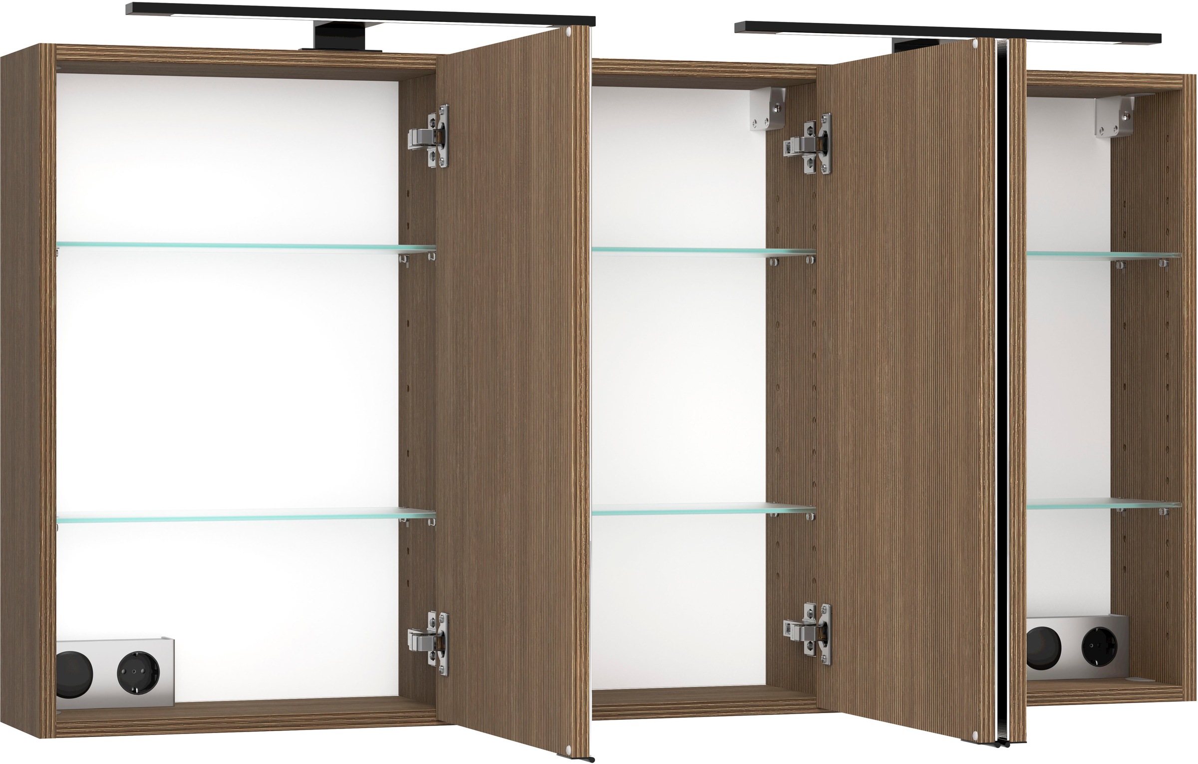welltime Spiegelschrank, Welltime, Breite 120 cm, gedämpfte Scharniere, inkl. Steckdose
