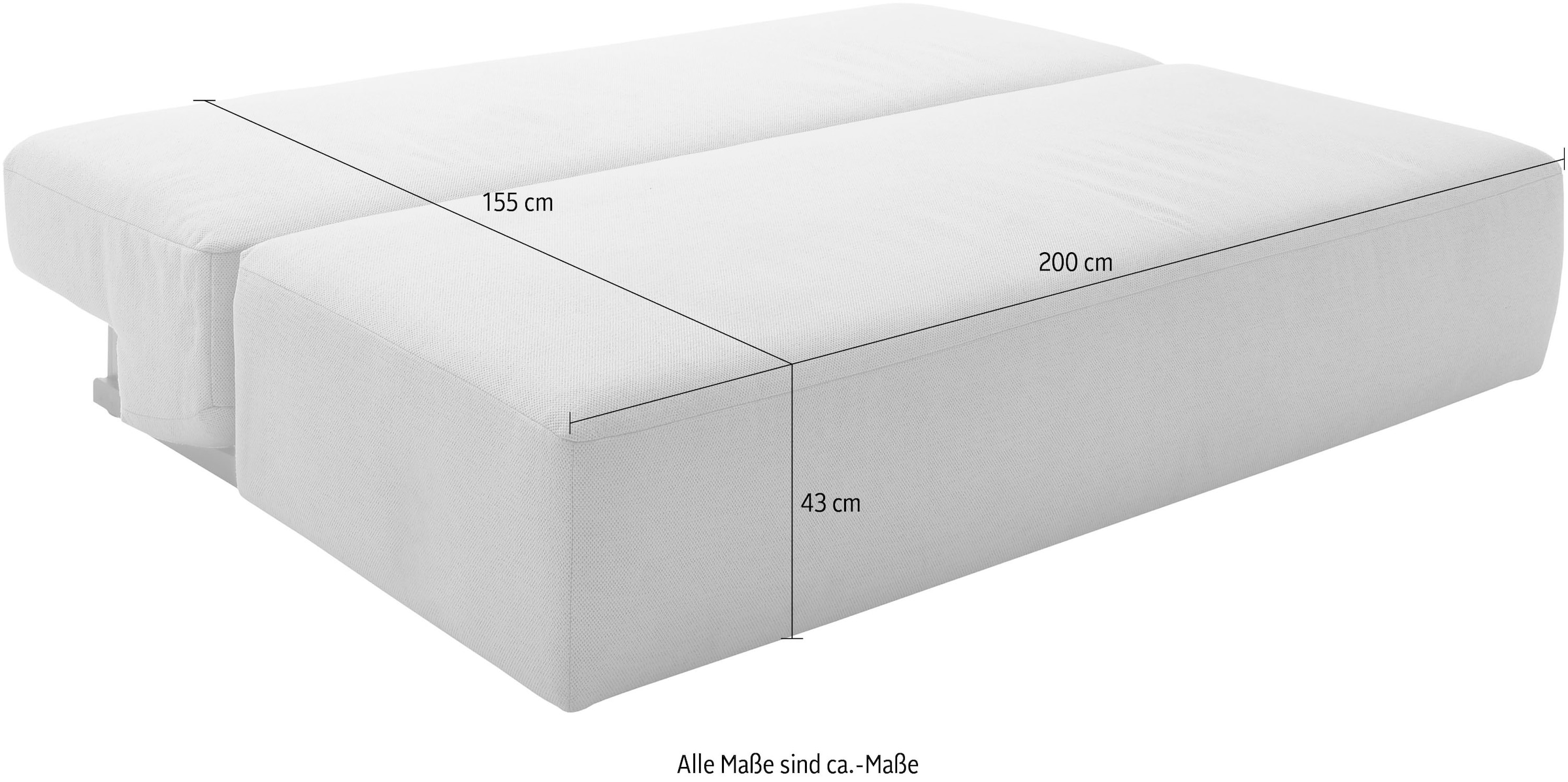 INOSIGN Schlafsofa »Donka Dauerschläfer-geeignet, belastbar bis 270 kg«, ohne Armlehnen, Breite 200 cm, auch in Cord, Tonnentaschen-Federkern