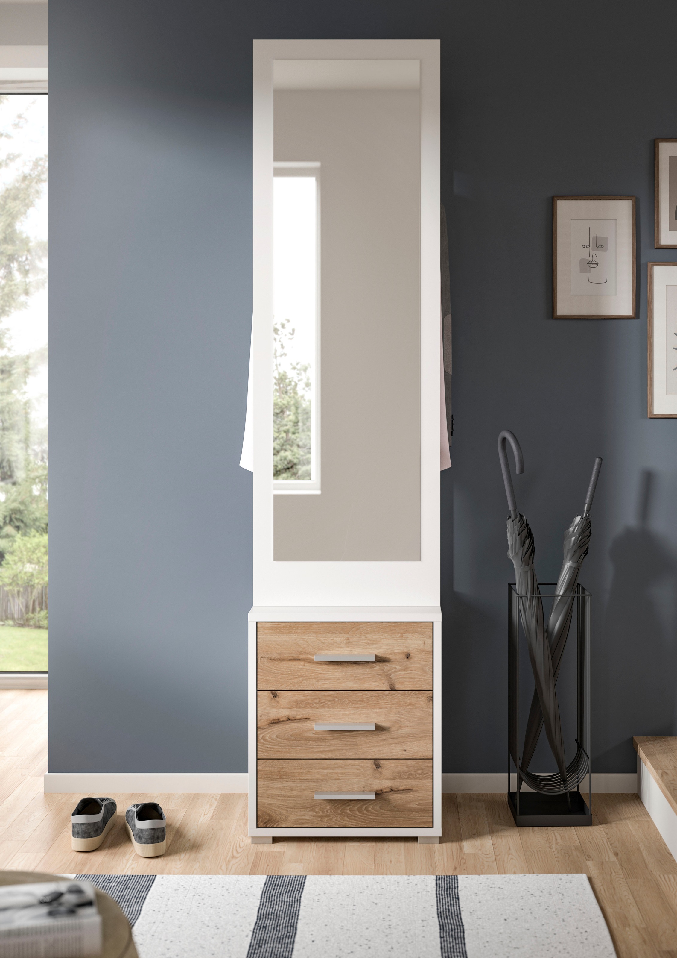 Home affaire Kompaktgarderobe "Morrea, Höhe 190 cm, 3 Schubkästen, 3 Haken, günstig online kaufen