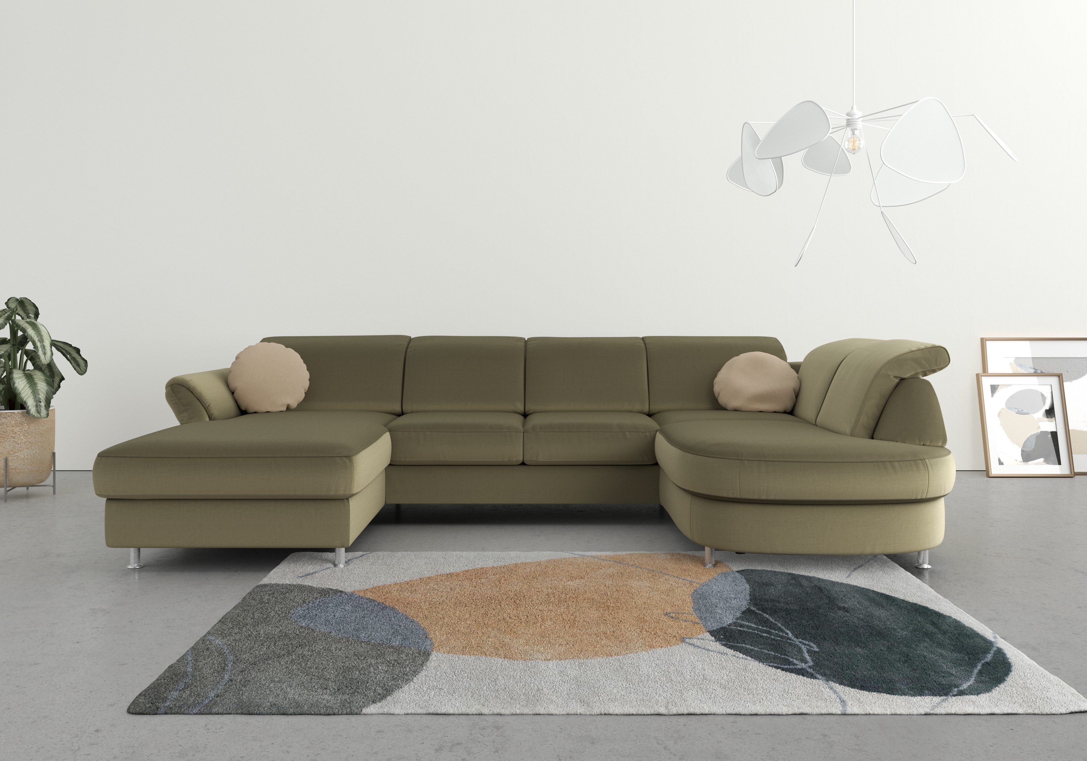 sit&more Wohnlandschaft "Apulia U-Form" wahlweise Schlaffunktion, Bettkasten und Kopf- und Armteilverstellung