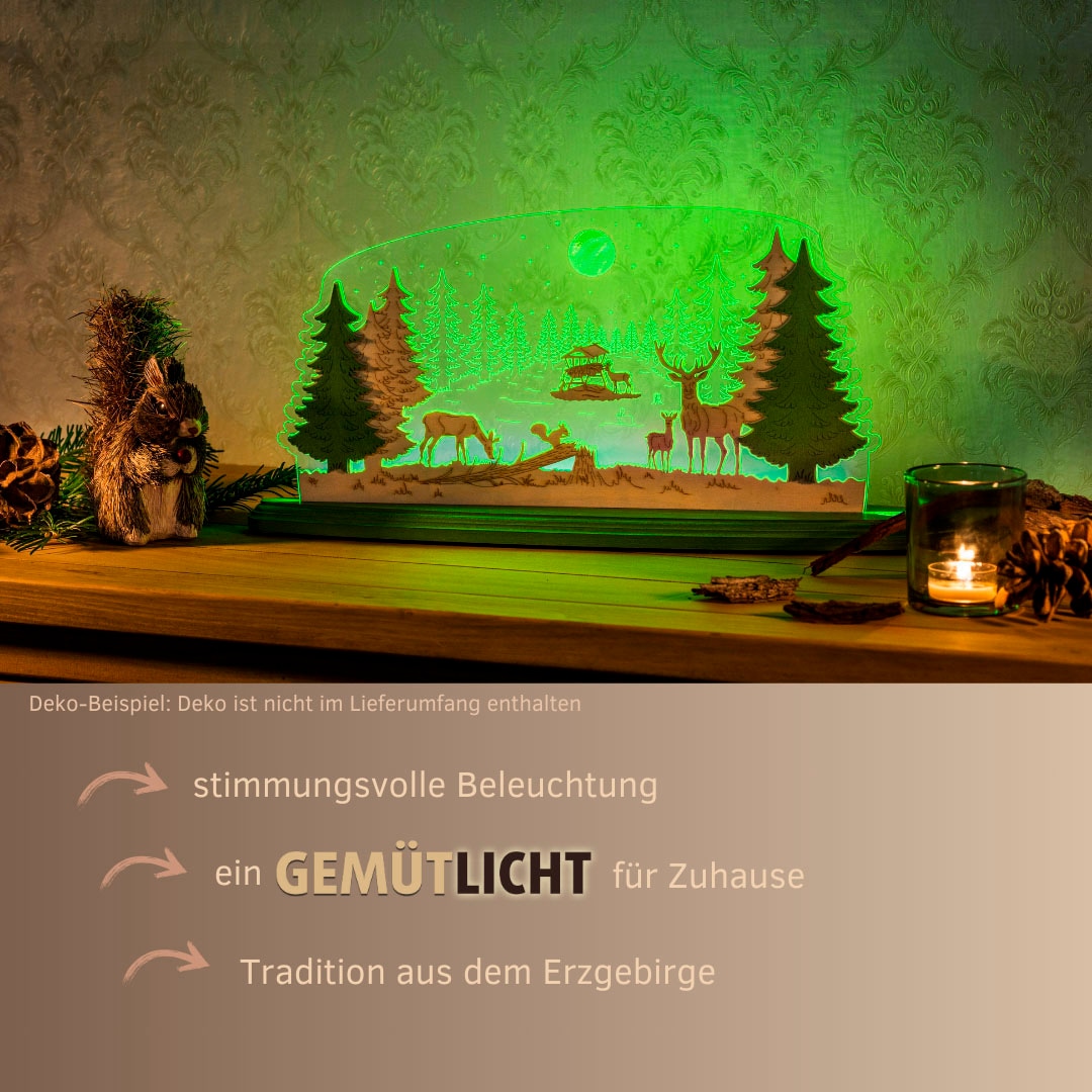 Weigla Lichterbogen »LED Waldidylle, Dekoleuchte aus Holz & Acrylglas, GRÜN-NATUR«
