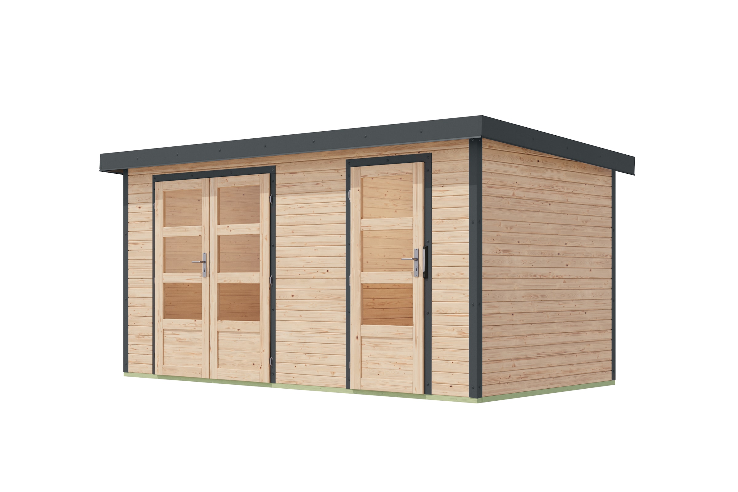 Karibu Gartenhaus »"Merkur A"«, langlebige Kombination aus Holz- und Metallelementen