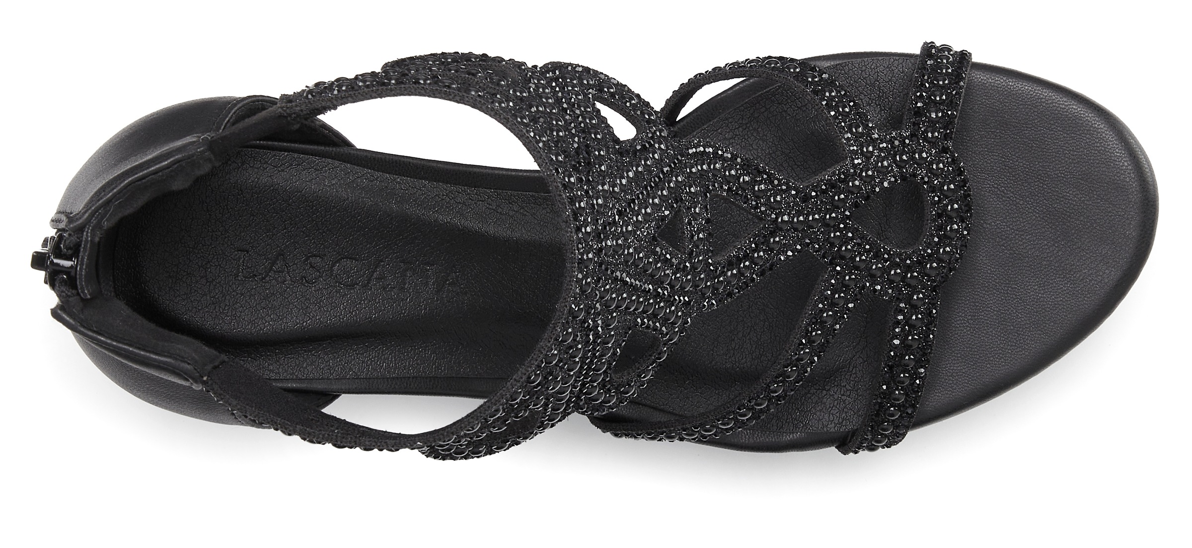 LASCANA Sandalette »Sandale, Sommerschuh«  mit Blockabsatz und Glitzersteinchen VEGAN