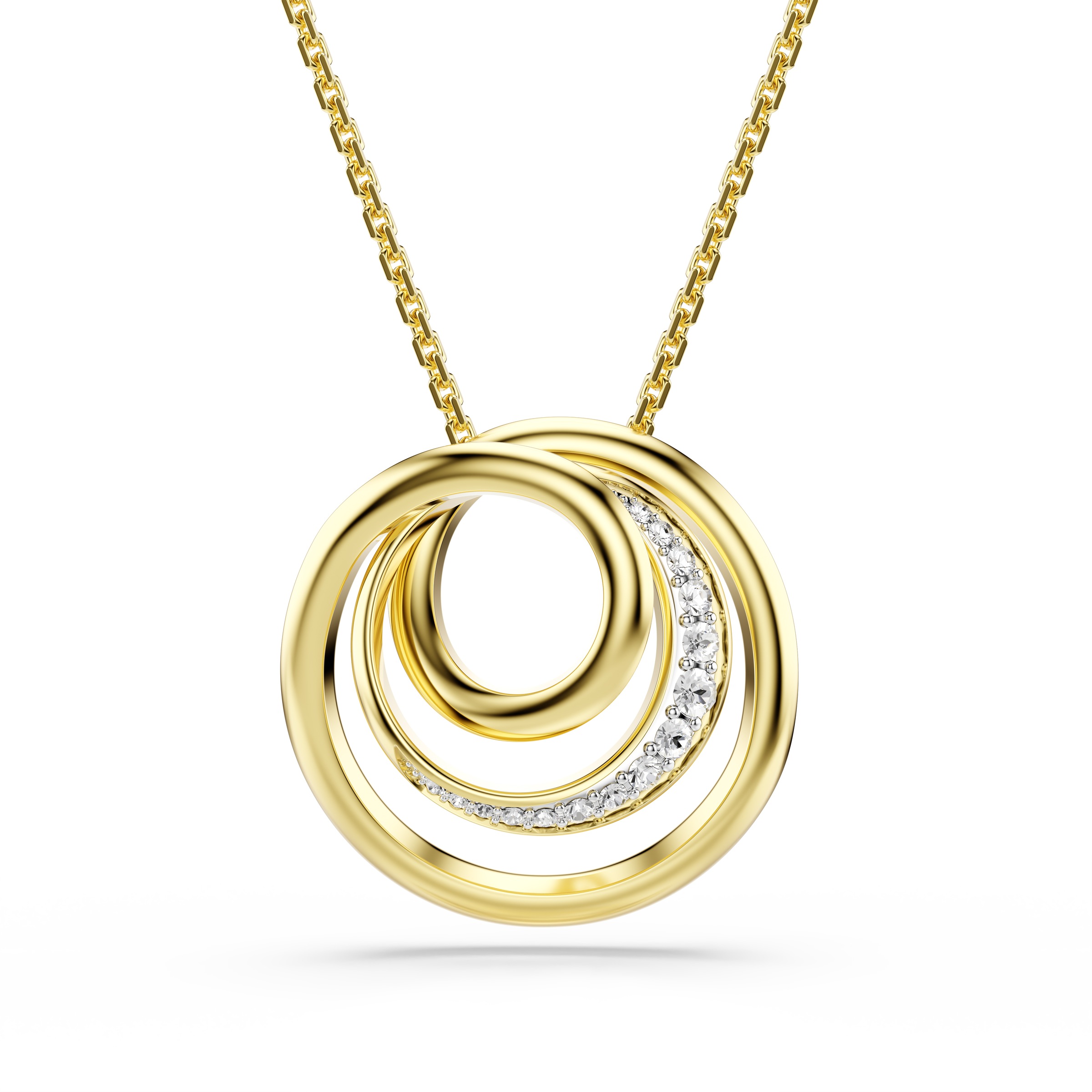 Kette mit Anhänger SWAROVSKI "Schmuck Geschenk Hyperbola Halskette", gelbgoldfarben, metallfarben, kristallweiß, Halsketten, Damen, Metall, mit Swarovski Kristall, Zirkonia (synth.) 2