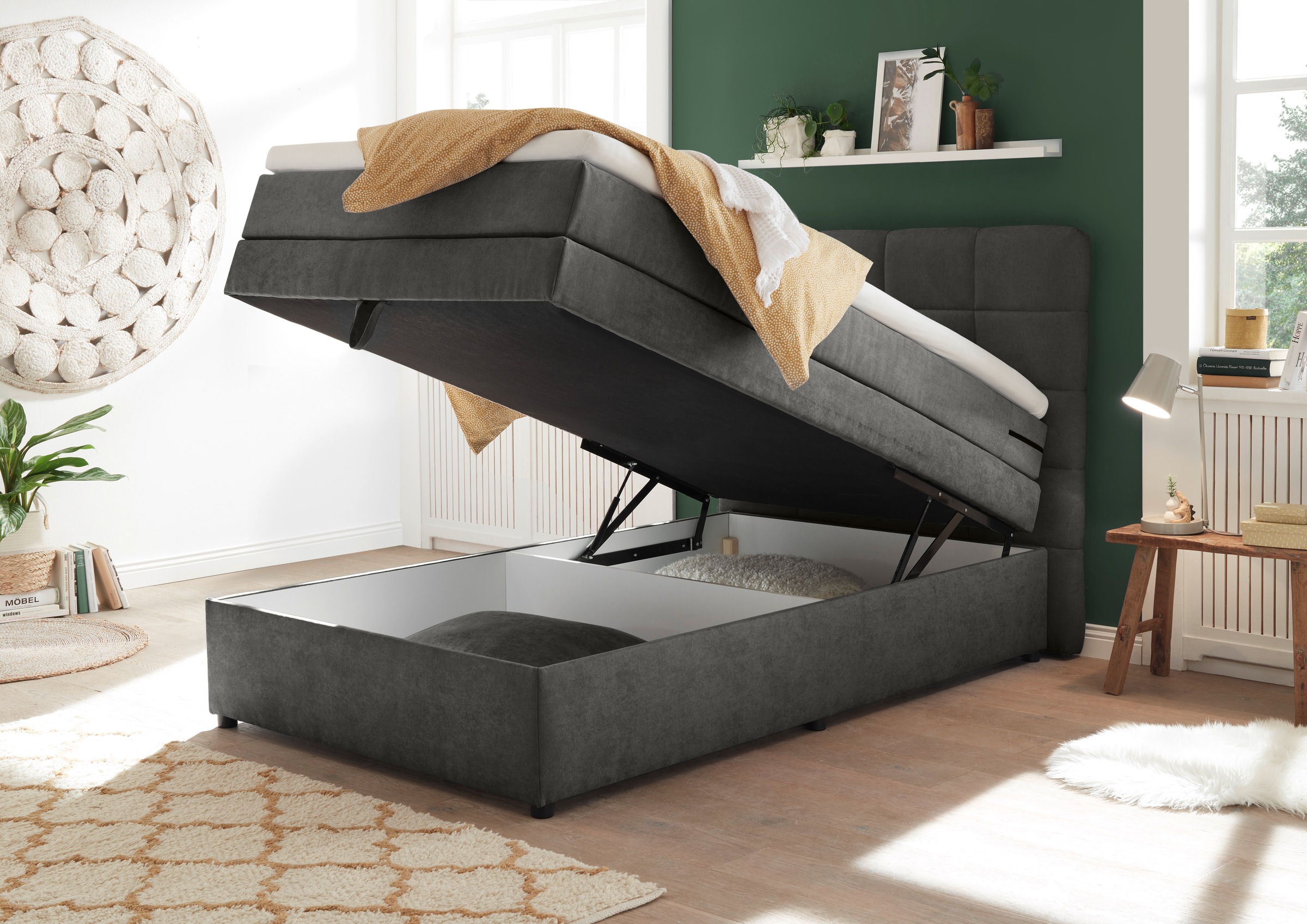 ED EXCITING DESIGN Boxspringbett »Tacoma«, inkl. Bettkasten und Topper