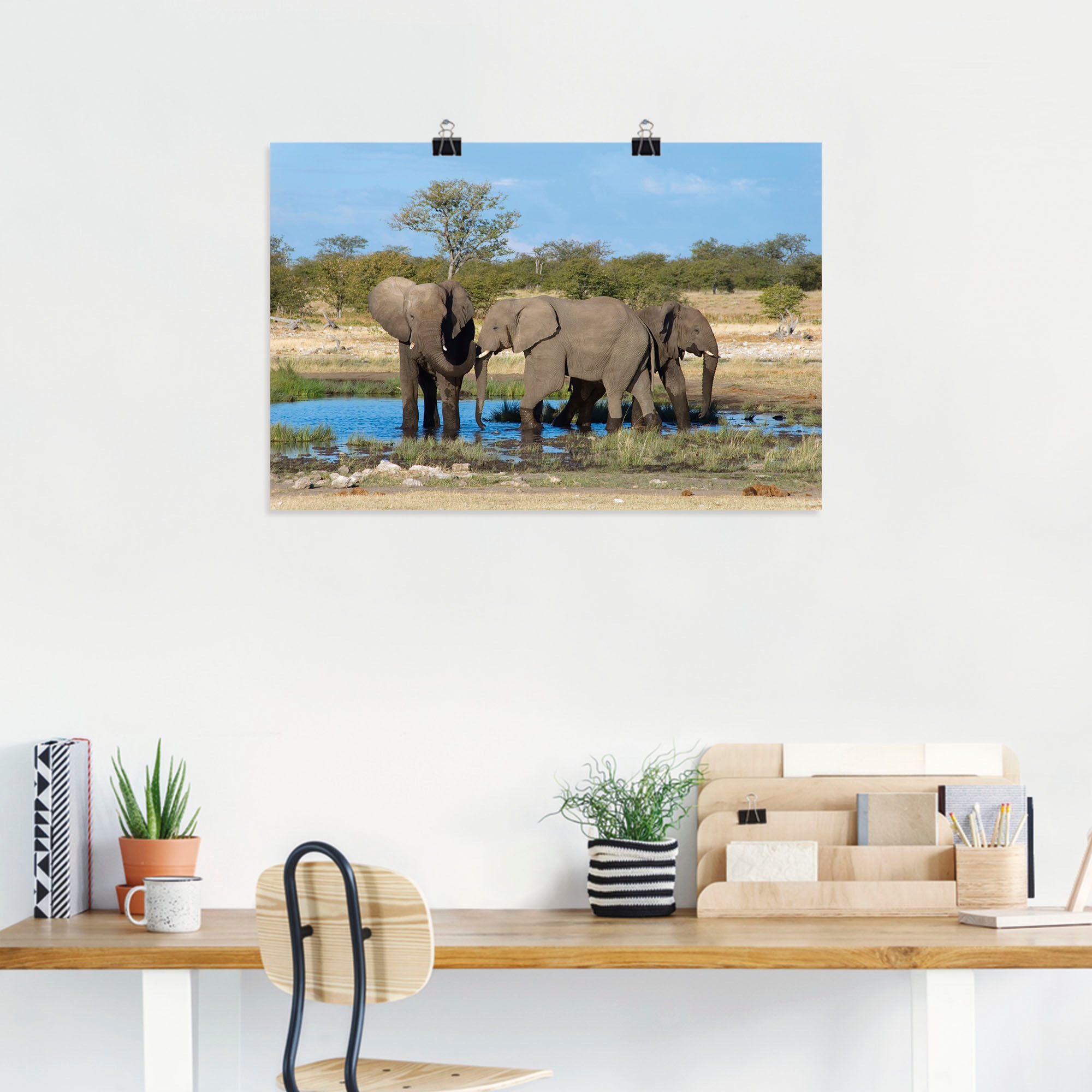 Artland Wandbild »Afrikanischer Elefant EtoshaNationalpark«, Elefanten Bilder, (1 St.), als Leinwandbild, Wandaufkleber in verschied. Größen