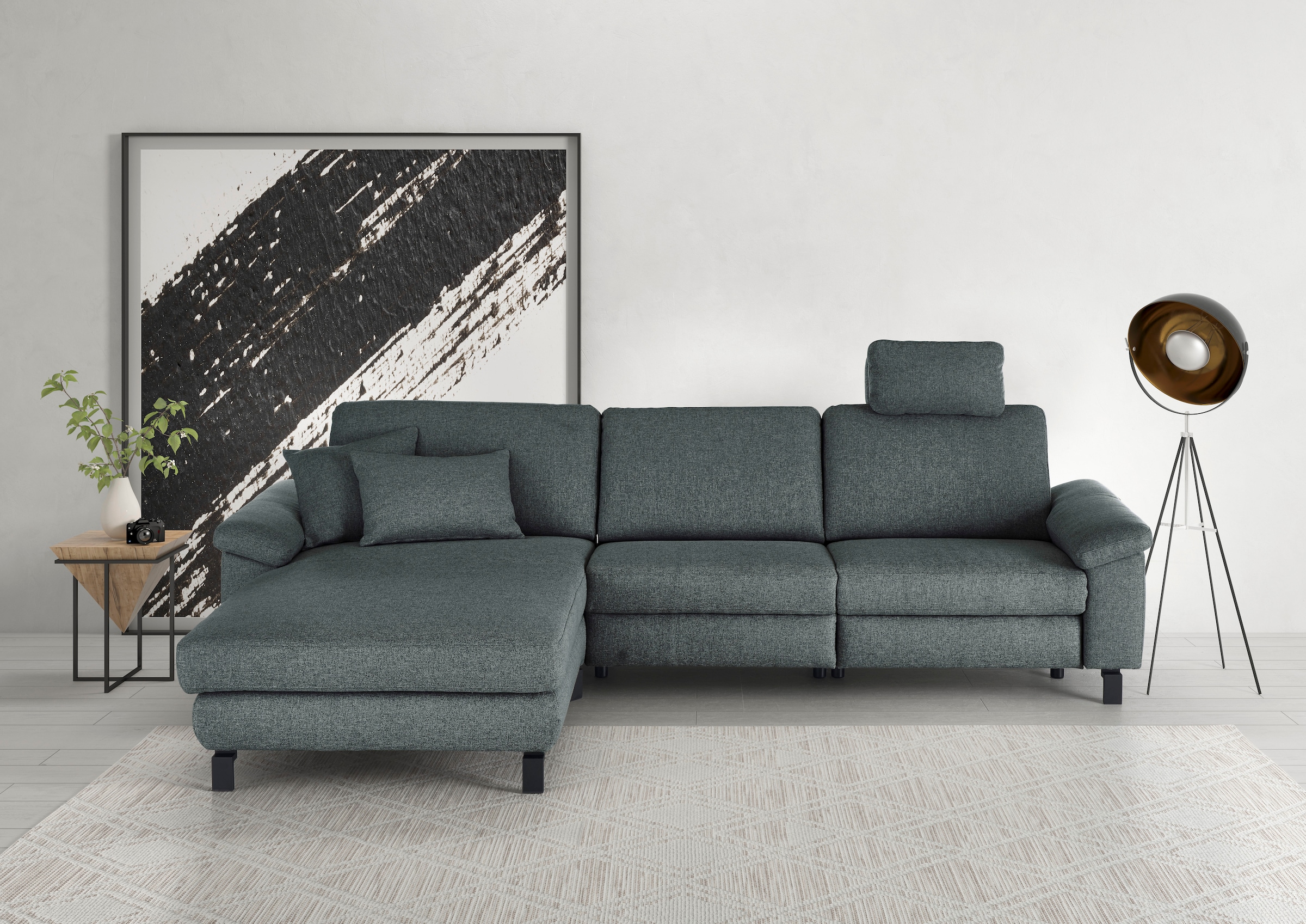 3C Candy Ecksofa "Mainau L-Form" Relaxfunktion im 1,5-Sitzer, motorische Schlaffunktion in Longchair