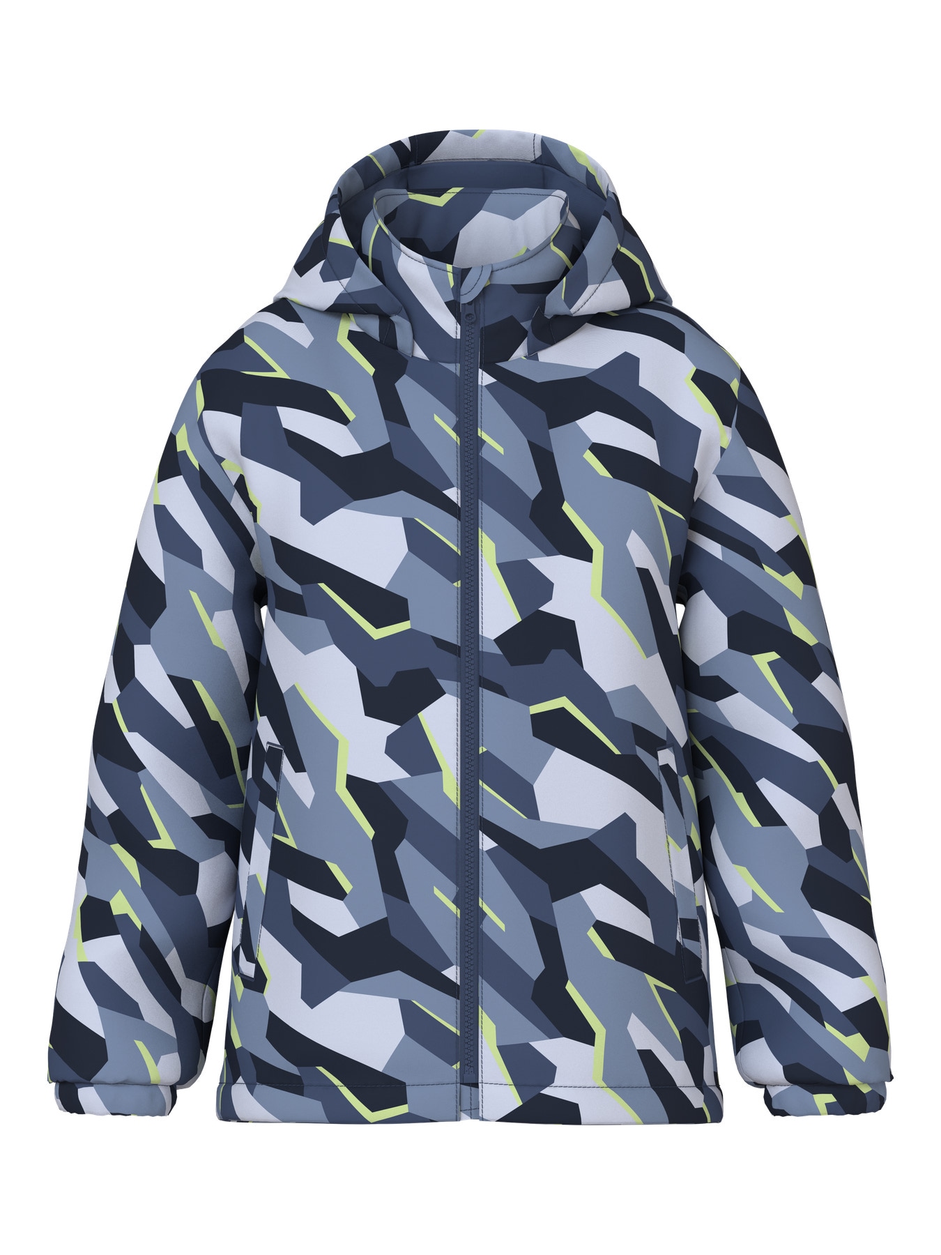 Name It Outdoorjacke "NKMMAX JACKET PA AOP NOOS" mit Kapuze Kunstfaser, reflektierende Details