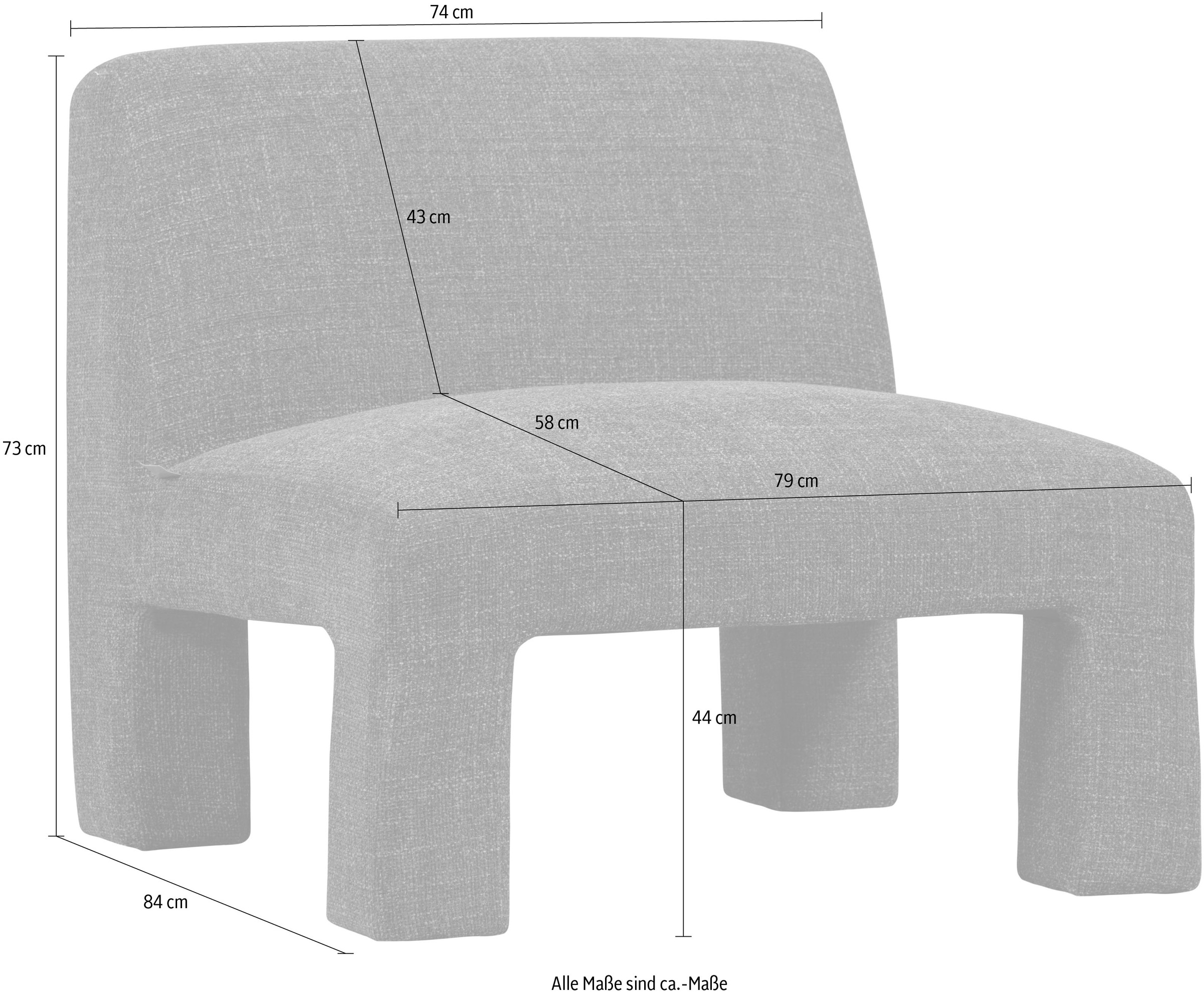 WOOOD Sessel »Lavid«, gewebter Stoff, 4-Fuß-Gestell H 73 cm x B 74 cm