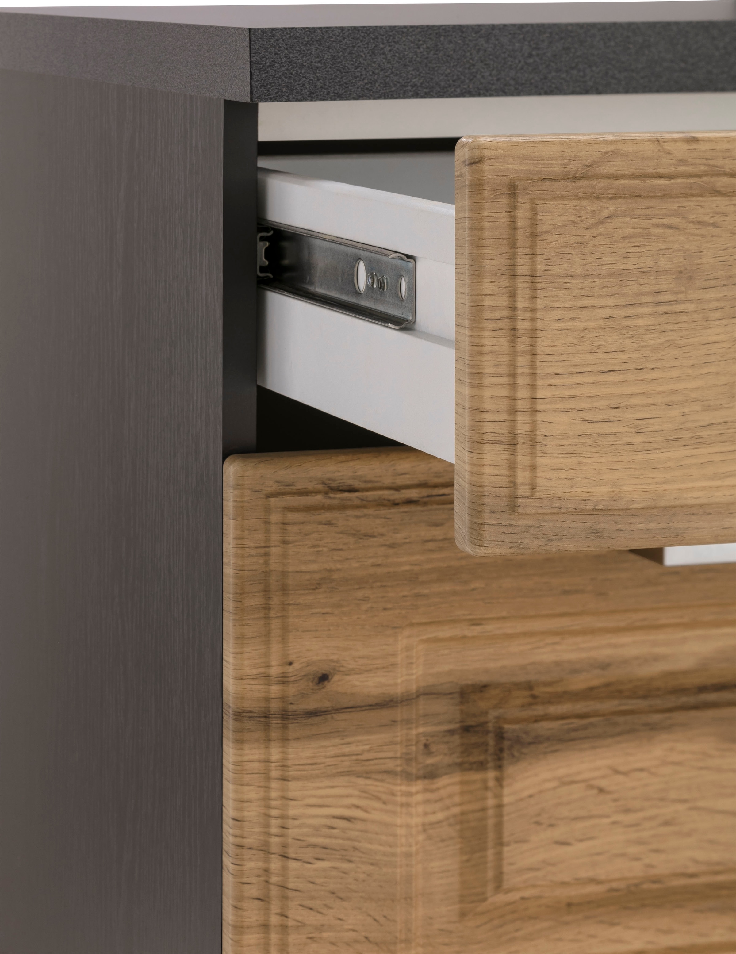 HELD MÖBEL Küchenzeile »Stockholm«, Breite 300 cm, mit hochwertigen MDF Fronten im Landhaus-Stil